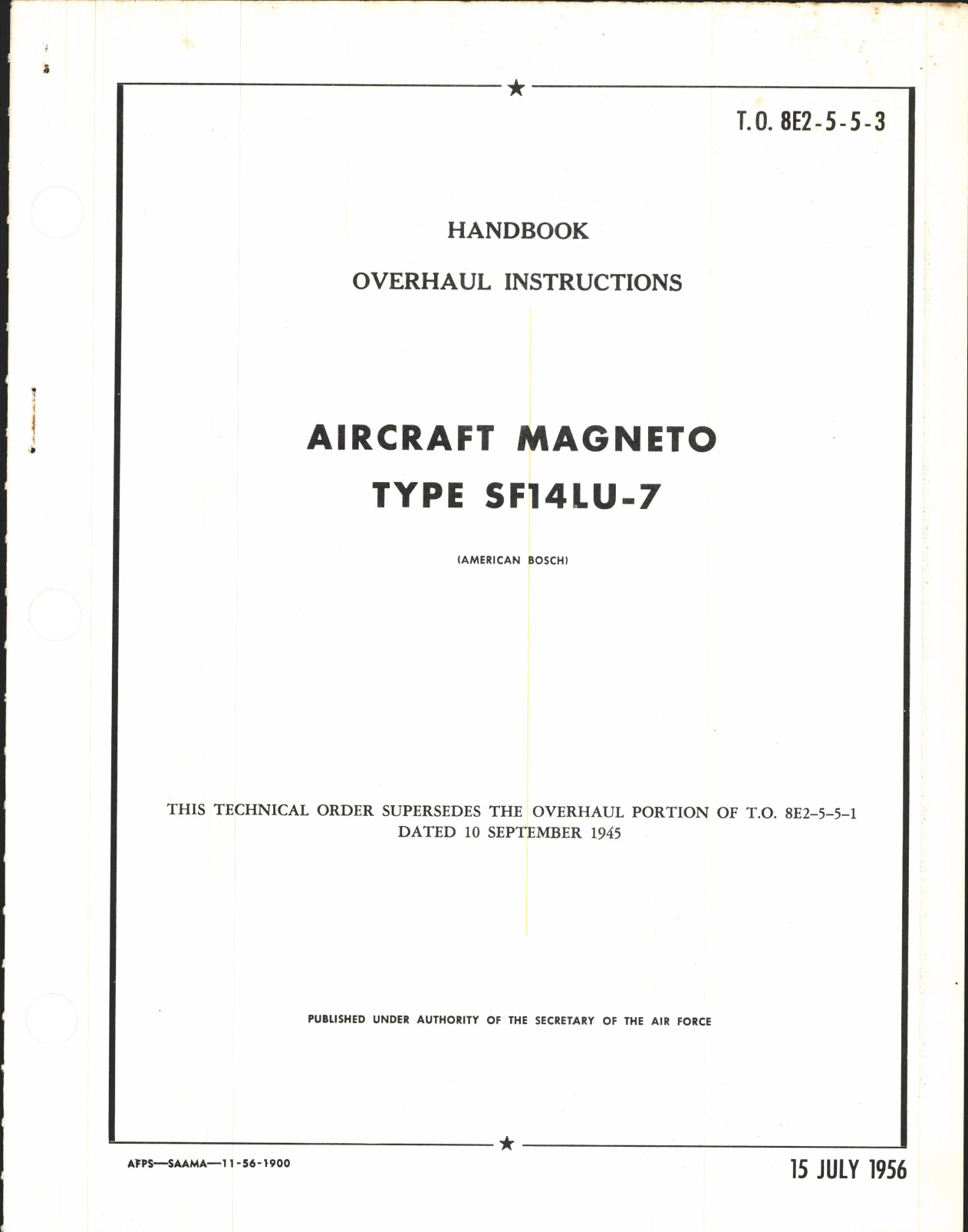 Sample page 1 from AirCorps Library document: Overhaul Instructions for Aircraft Magneto Type SF14LU-7
