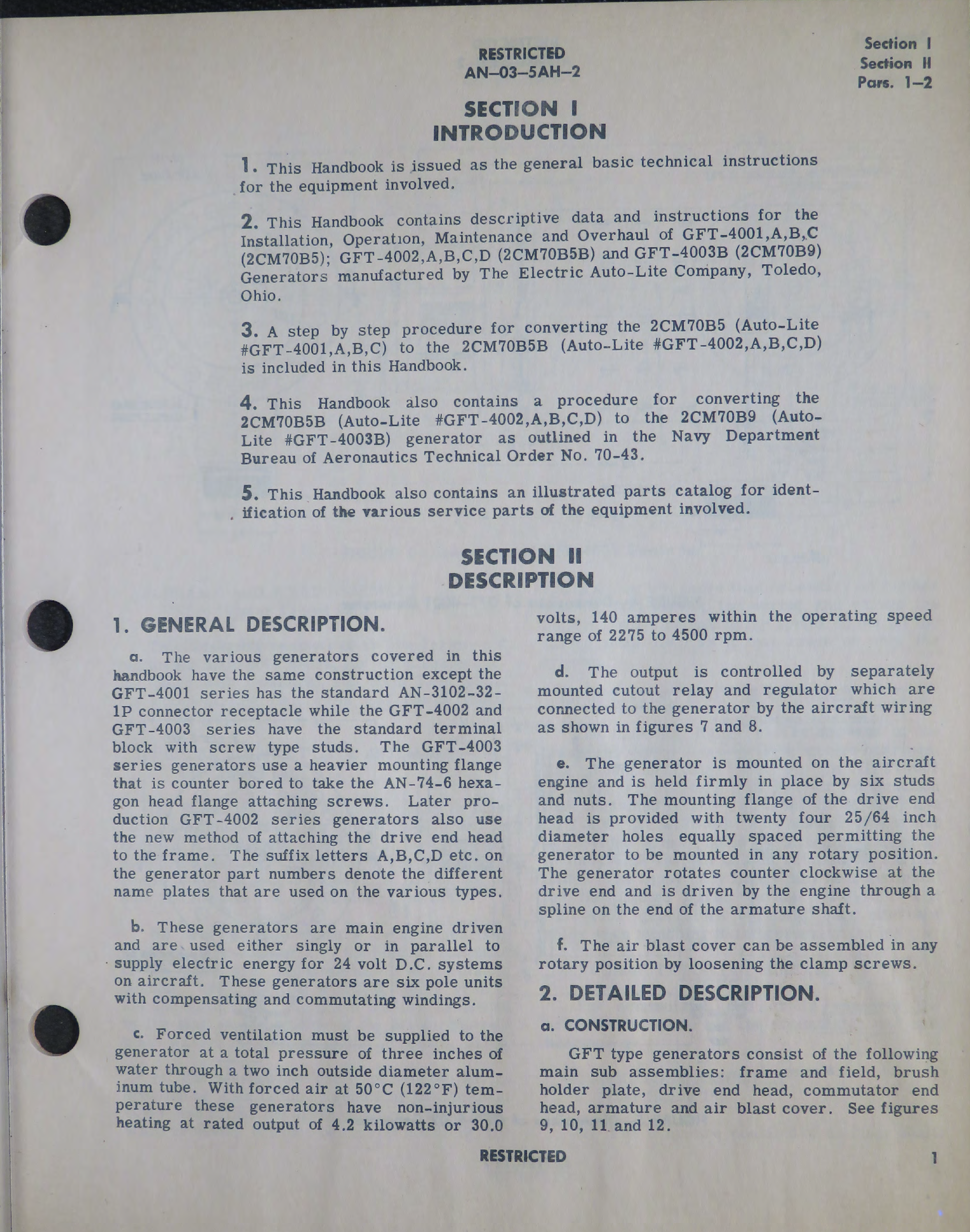 Sample page 7 from AirCorps Library document: Handbook of Instructions with Parts Catalog for Main Engine Driven Generators