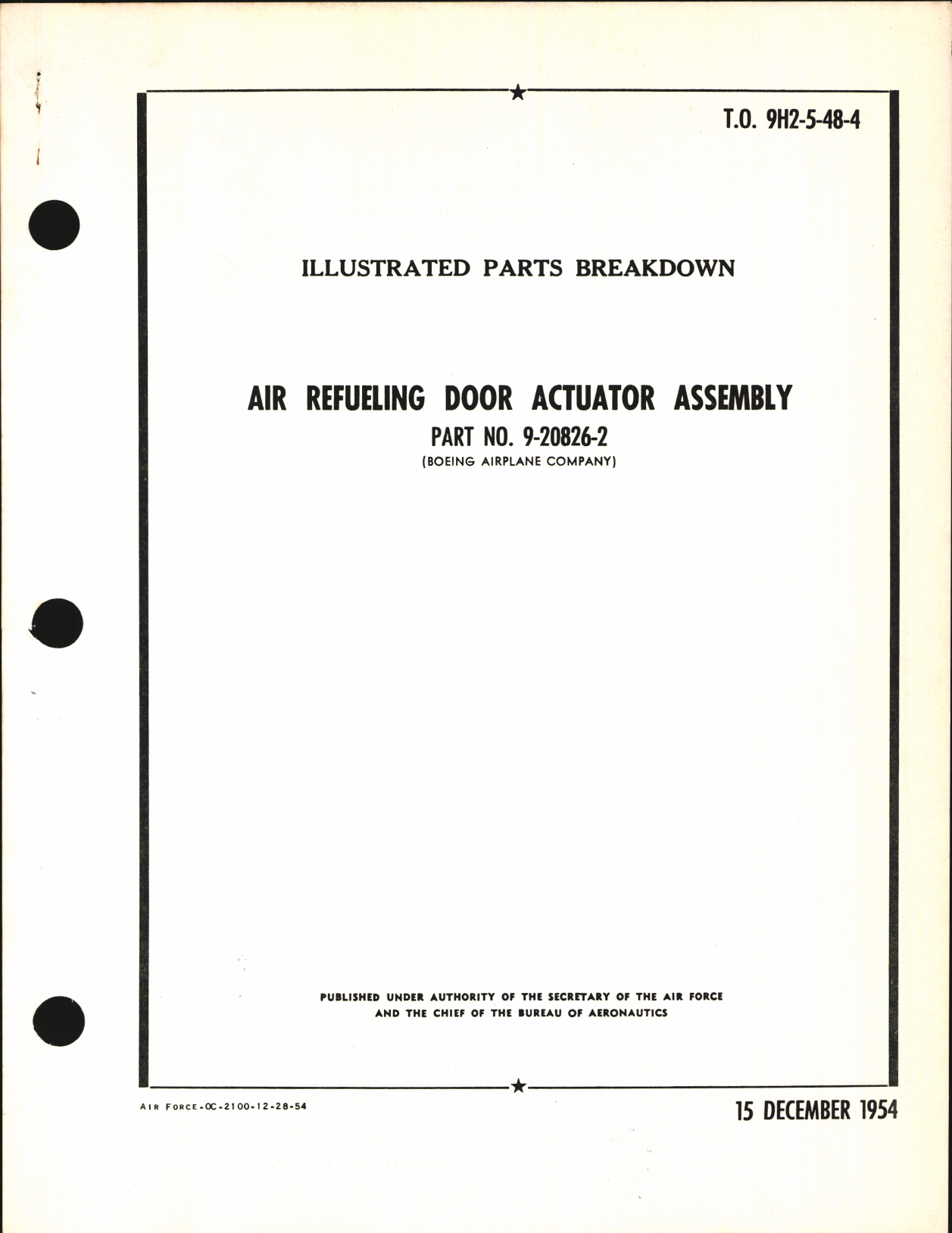 Sample page 1 from AirCorps Library document: Illustrated Parts Breakdown for Air Refueling Door Actuator Assembly Part No. 9-20826-2