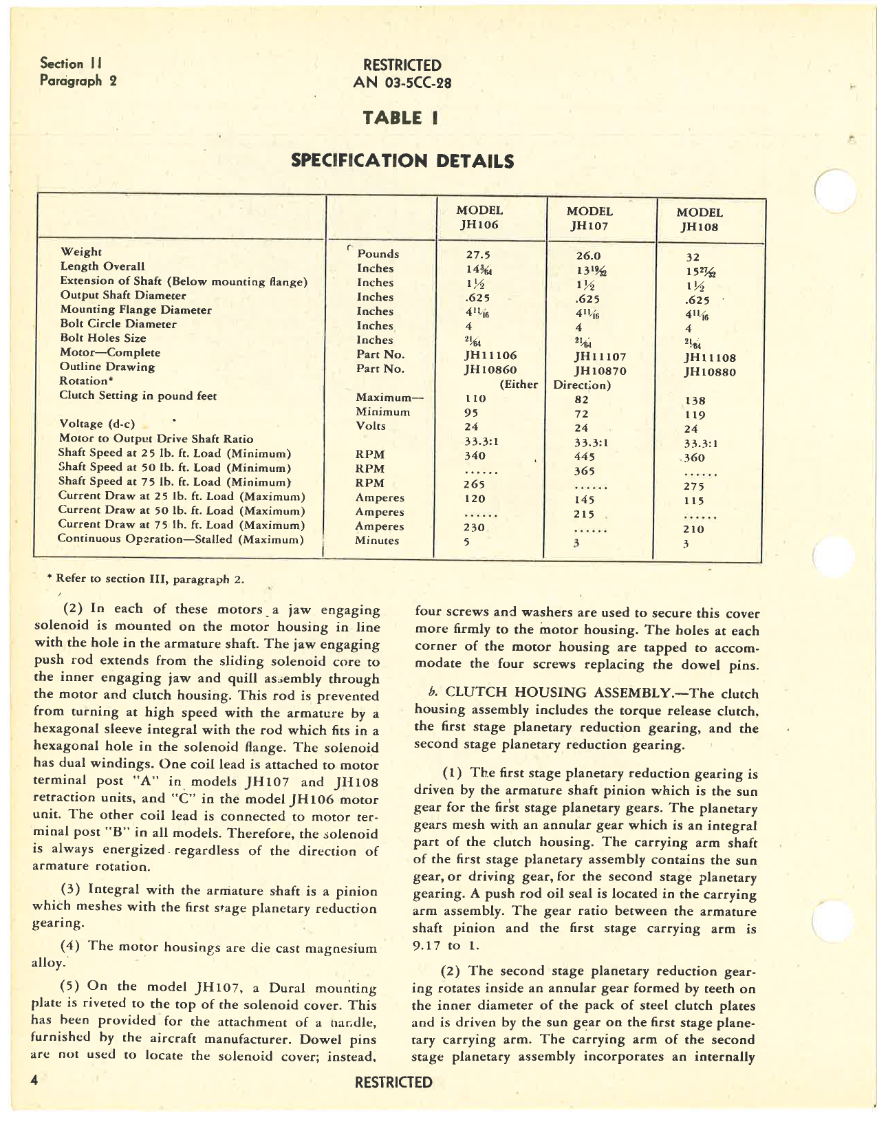 Sample page 8 from AirCorps Library document: Handbook of Instructions with Parts Catalog for Retracting Motors Models JH106, JH107, and JH108