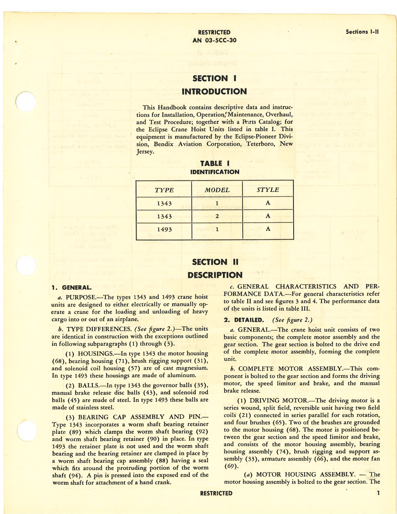 Sample page 5 from AirCorps Library document: Operation, Service & Overhaul Instructions with Parts Catalog for Crane Hoist Units