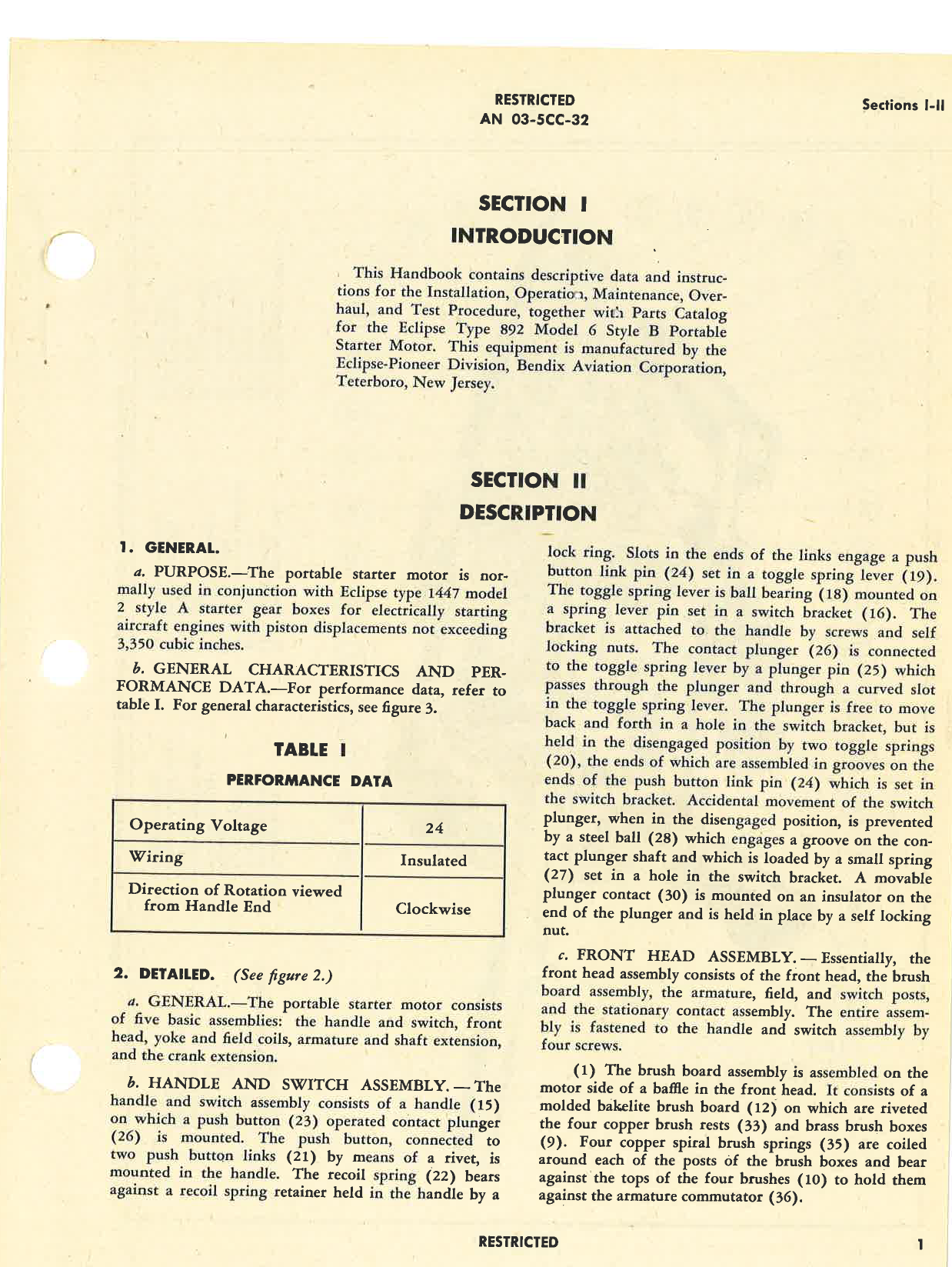Sample page 5 from AirCorps Library document: Handbook of Instructions with Parts Catalog for Portable Starter Motor Type 892-6-B