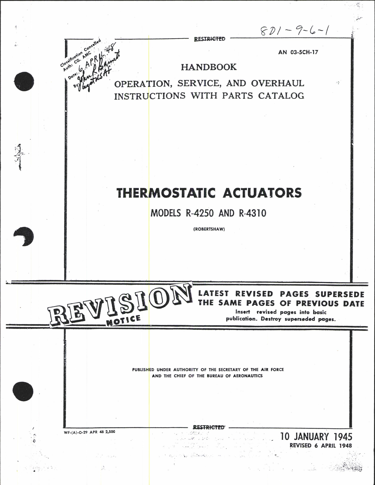 Sample page 1 from AirCorps Library document: Operation, Service & Overhaul Instructions with Parts Catalog for Thermostatic Actuators