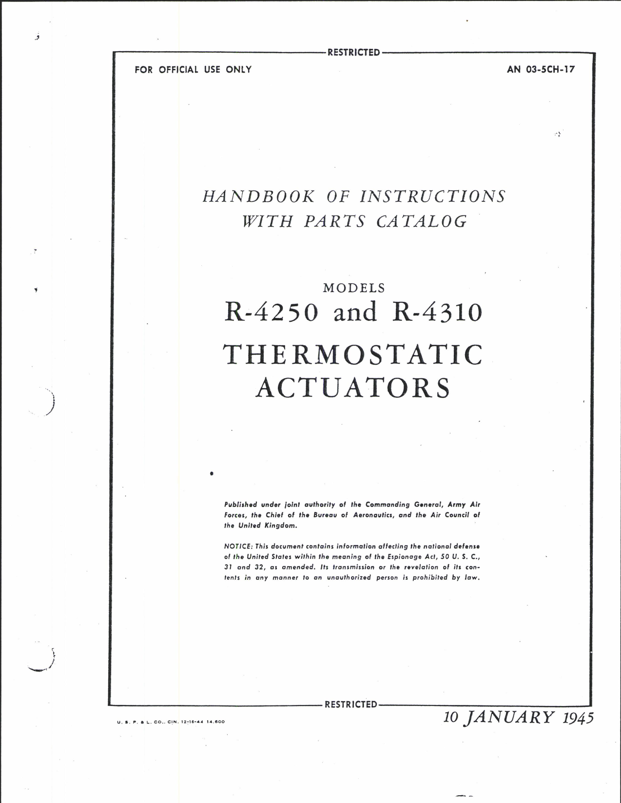 Sample page 5 from AirCorps Library document: Operation, Service & Overhaul Instructions with Parts Catalog for Thermostatic Actuators