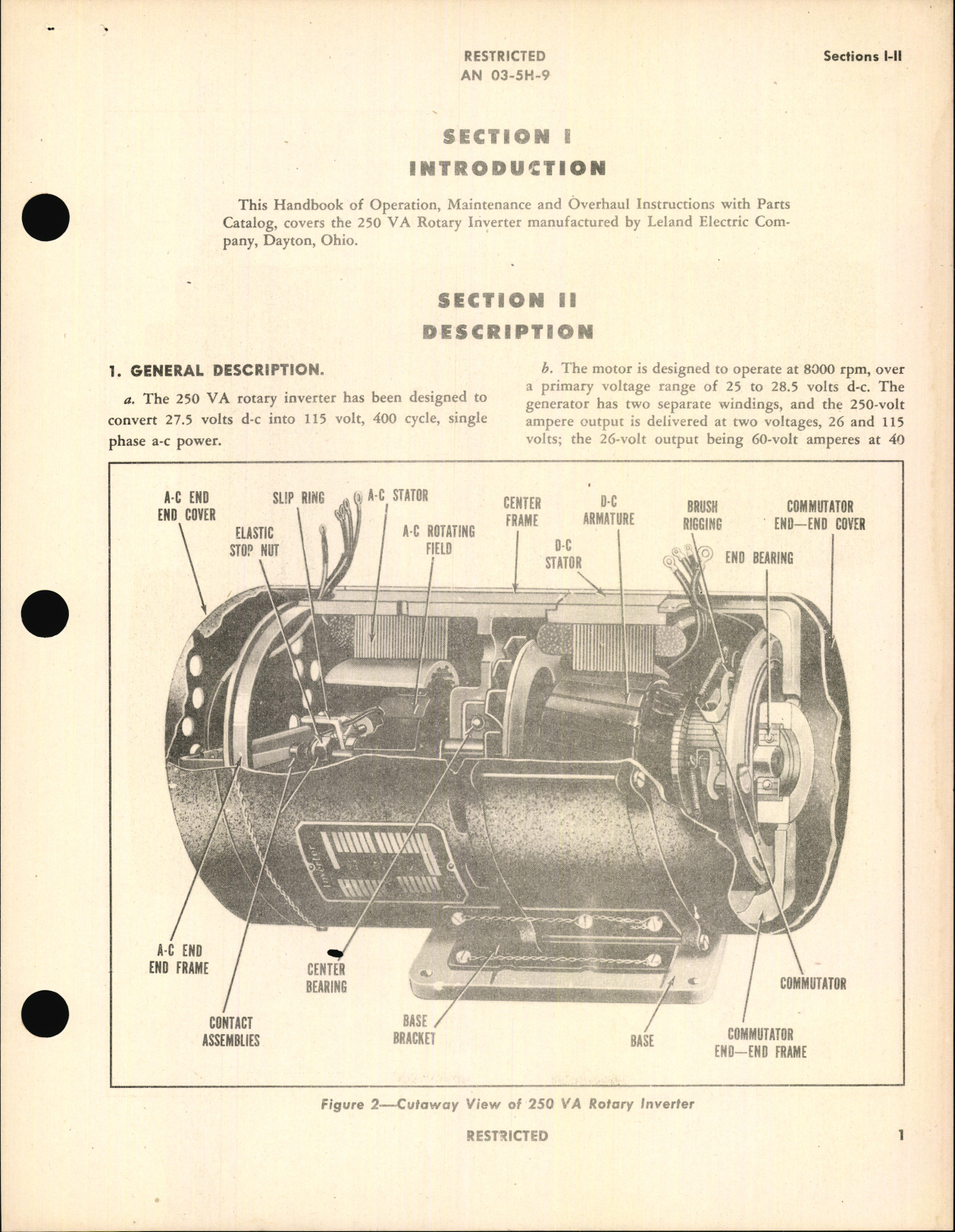Sample page 5 from AirCorps Library document: Handbook of Instructions with Parts Catalog for 250 VA Rotary Inverter