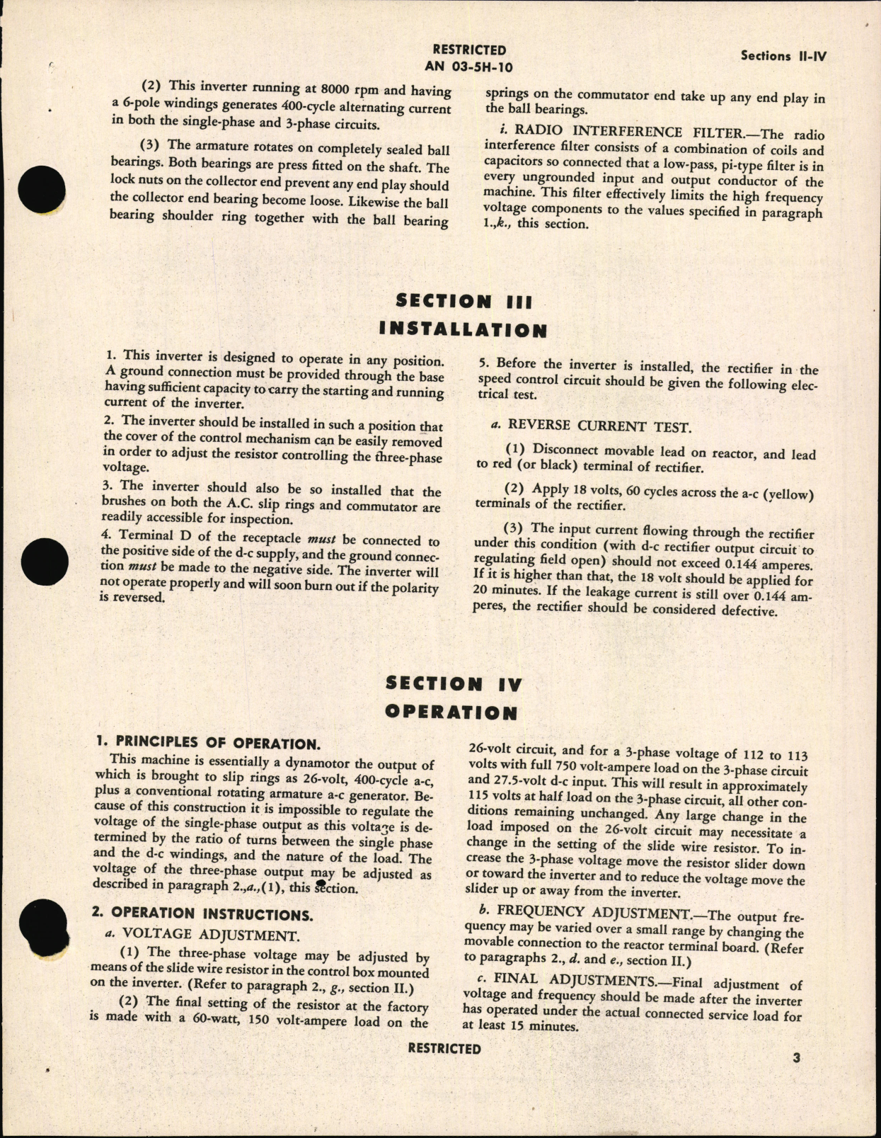 Sample page 7 from AirCorps Library document: Operation, Service & Overhaul Instructions with Parts Catalog for Inverter Type MG-153F (R88-I-4220)