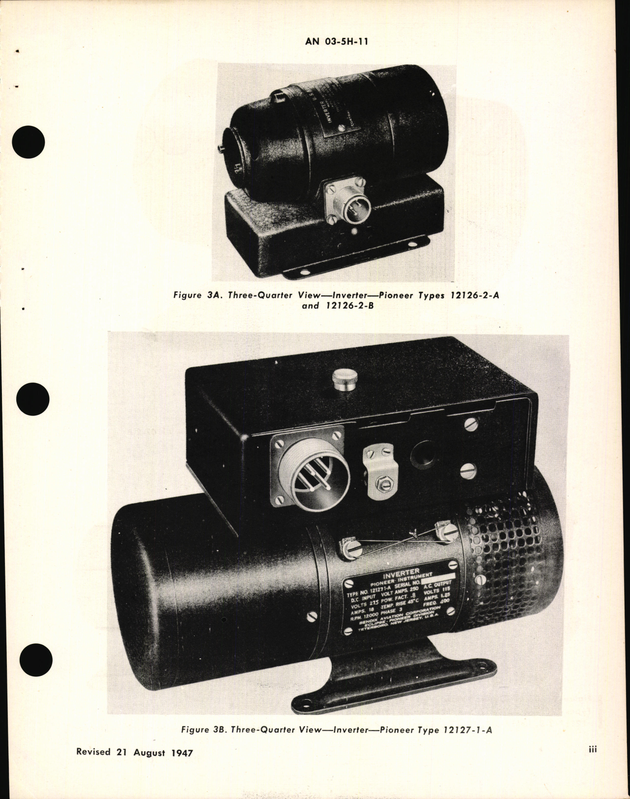 Sample page 5 from AirCorps Library document: Operation, Service & Overhaul Instructions with Parts Catalog for Pioneer Inverters