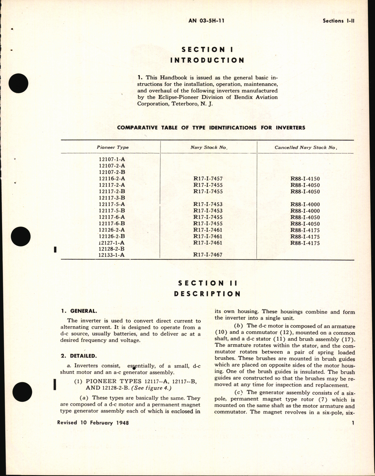 Sample page 7 from AirCorps Library document: Operation, Service & Overhaul Instructions with Parts Catalog for Pioneer Inverters