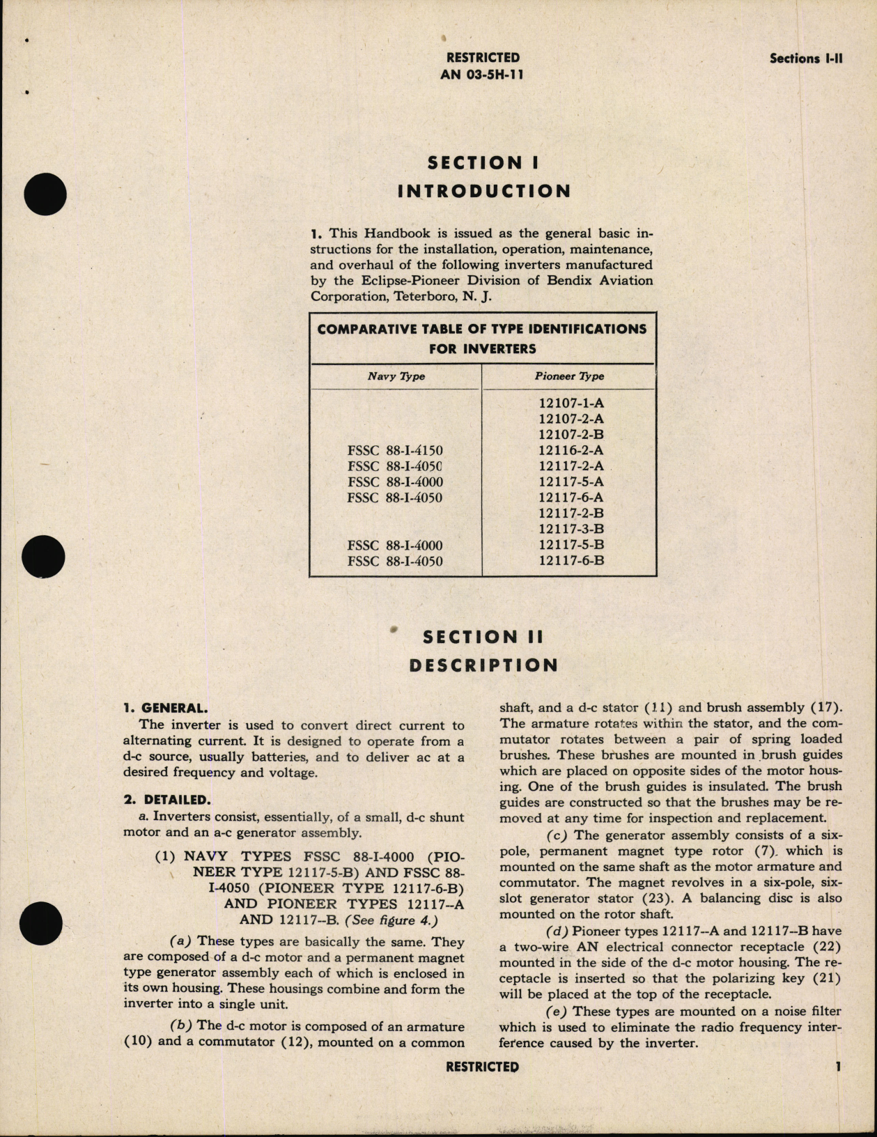 Sample page 5 from AirCorps Library document: Handbook of Instructions with Parts Catalog for Inverters
