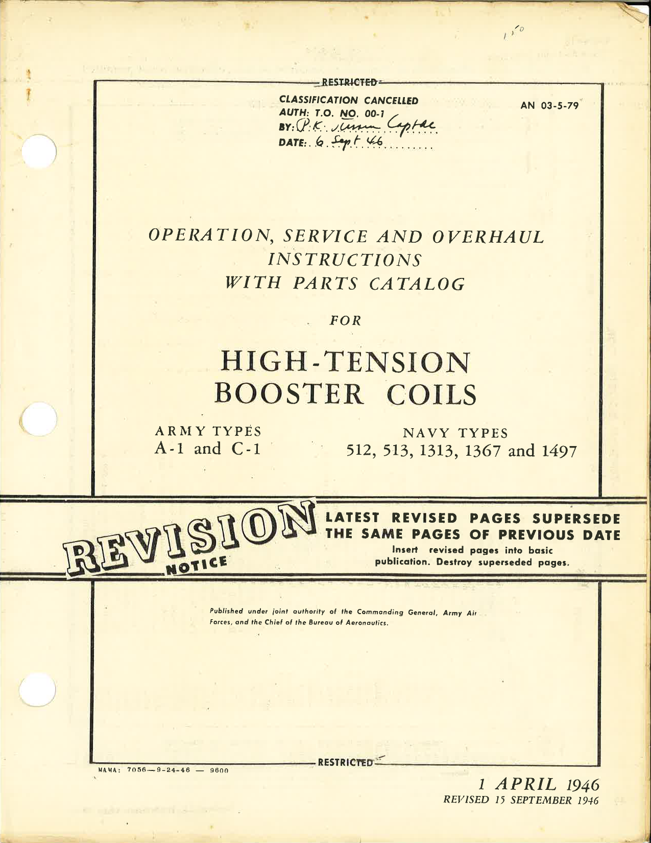 Sample page 1 from AirCorps Library document: Operation, Service & Overhaul Instructions with Parts Catalog for High Tension Booster Coils