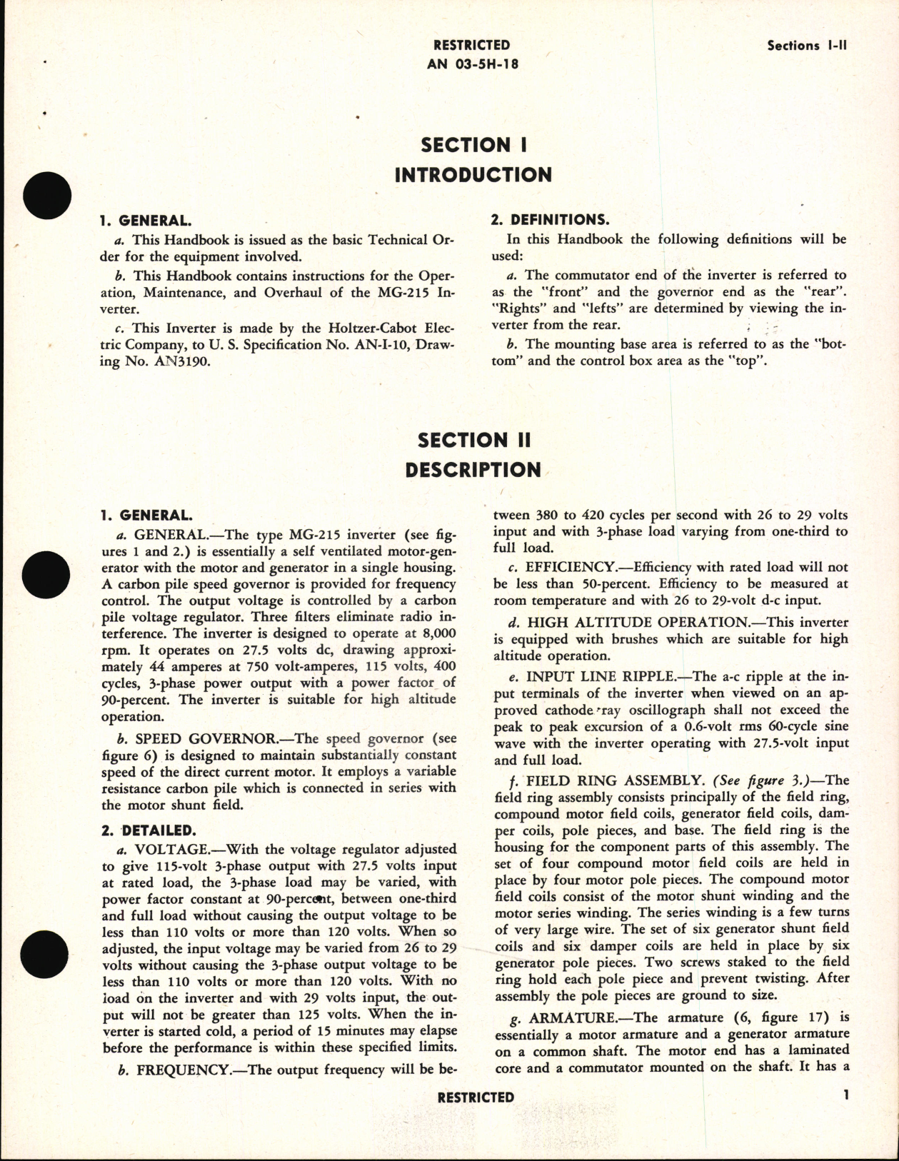 Sample page 5 from AirCorps Library document: Operation, Service & Overhaul Instructions with Parts Catalog for Inverter Type MG-215