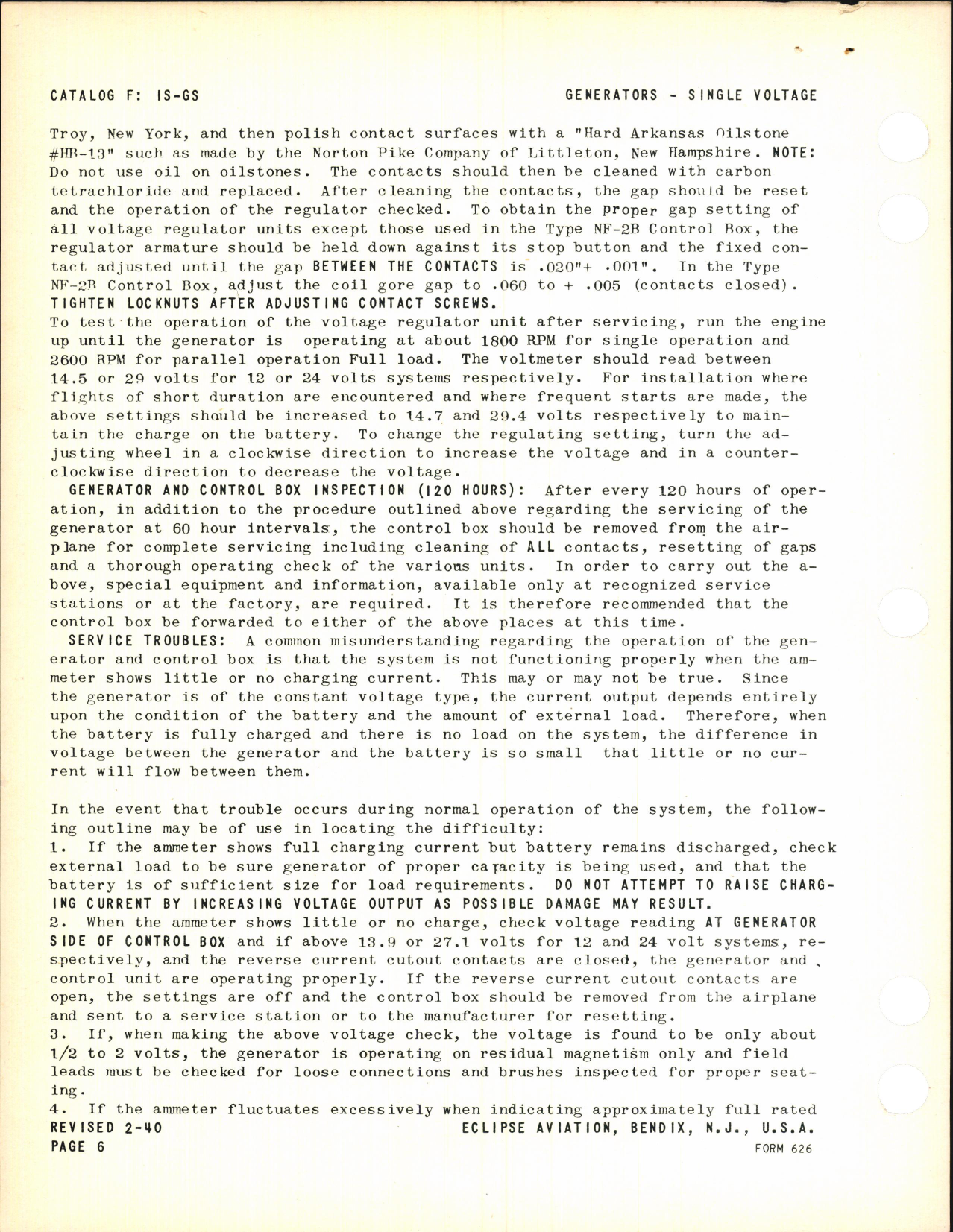 Sample page 6 from AirCorps Library document: Routine Installation and Service Instructions for Engine Driven Single Voltage Generators and Control Boxes or Panels