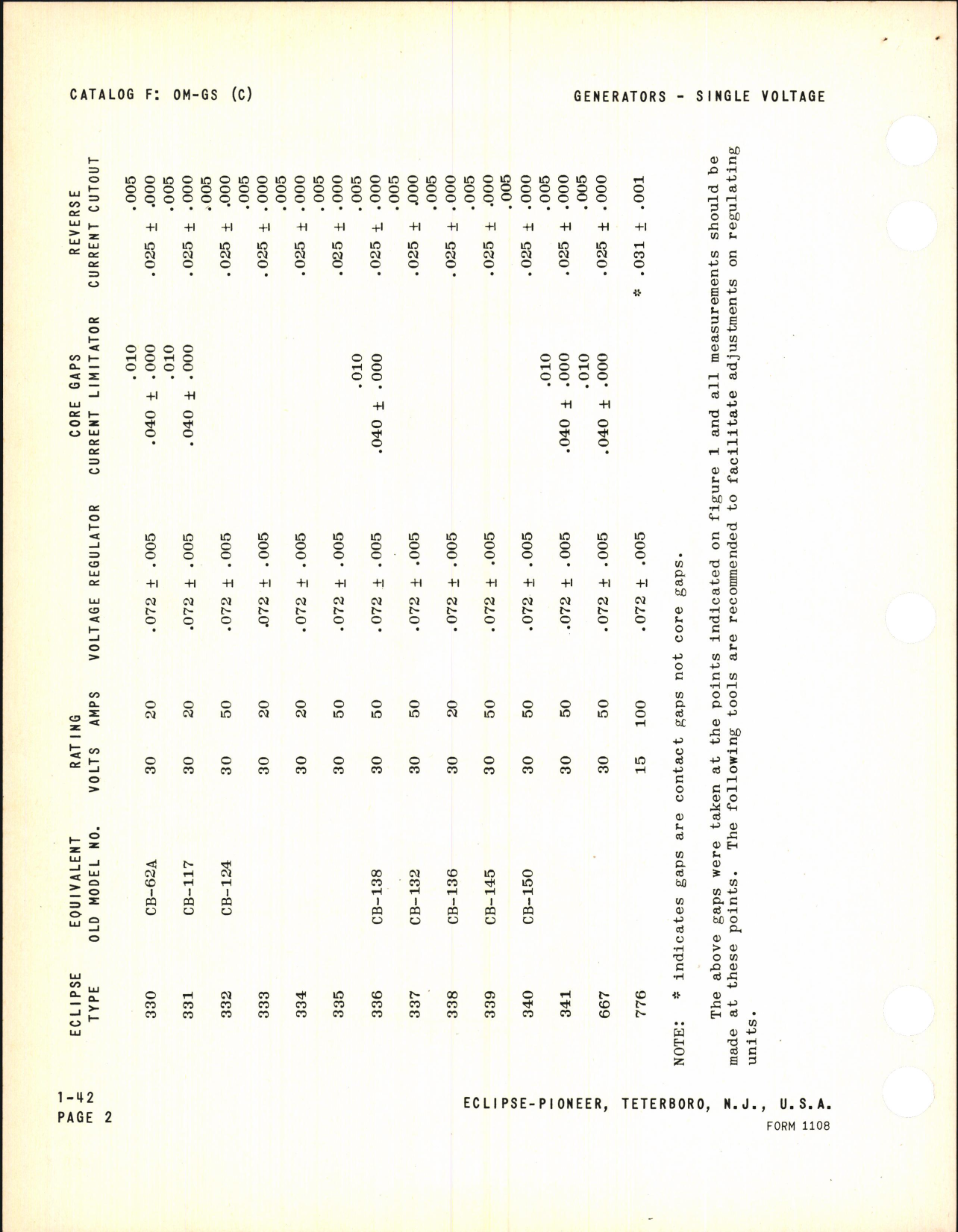 Sample page 2 from AirCorps Library document: Adjustment of Core Gaps on Regulating Units in Generator Control Boxes and Panels