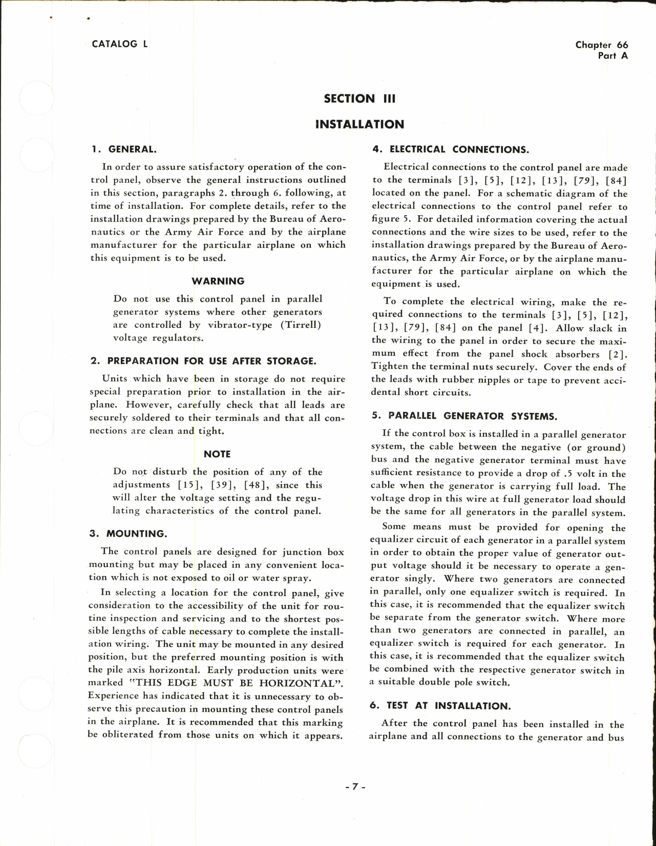 Sample page 7 from AirCorps Library document: Operating and Service Instructions for D-C Carbon Pile Voltage Regulator Control Panel Type 1202 Model 1