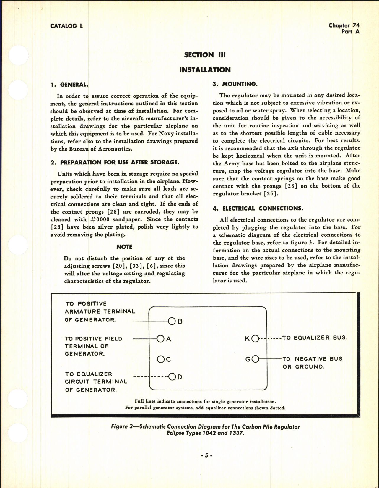 Sample page 5 from AirCorps Library document: Operating and Service Instructions for Carbon Pile Voltage Regulator Types 1042 and 1337