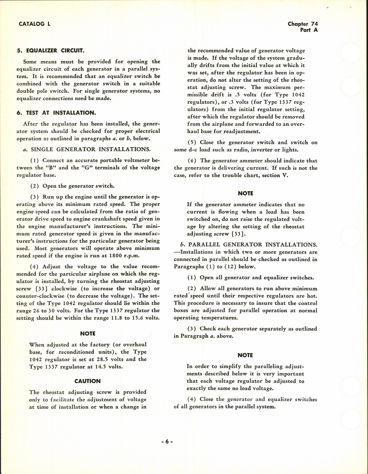 Sample page 6 from AirCorps Library document: Operating and Service Instructions for Carbon Pile Voltage Regulator Types 1042 and 1337