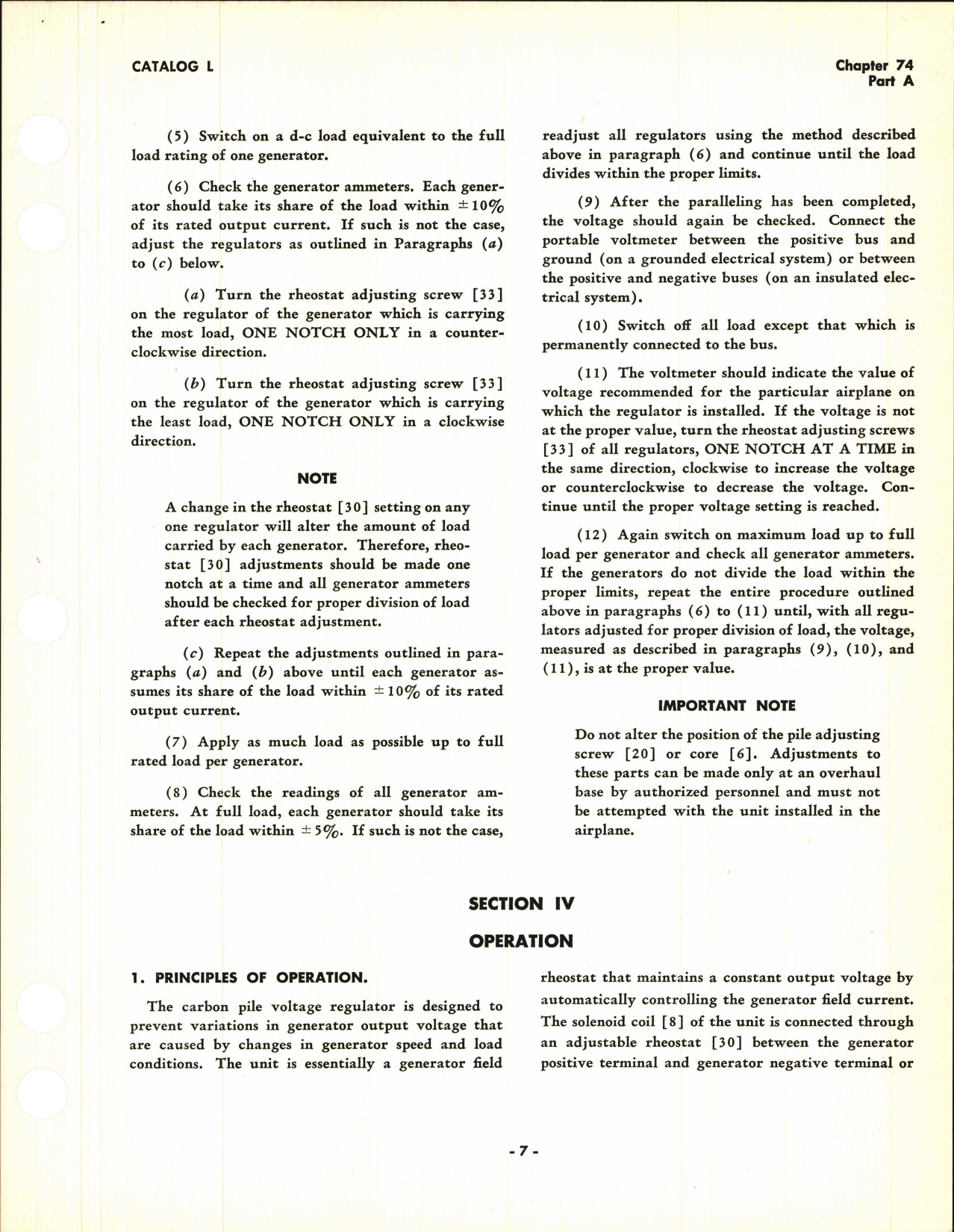 Sample page 7 from AirCorps Library document: Operating and Service Instructions for Carbon Pile Voltage Regulator Types 1042 and 1337