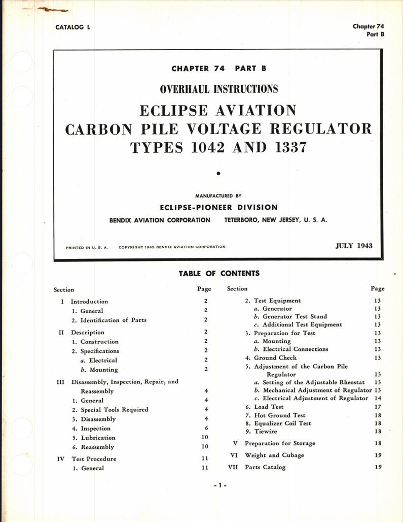 Overhaul Instructions for Carbon Pile Voltage Regulator Types 1042 and