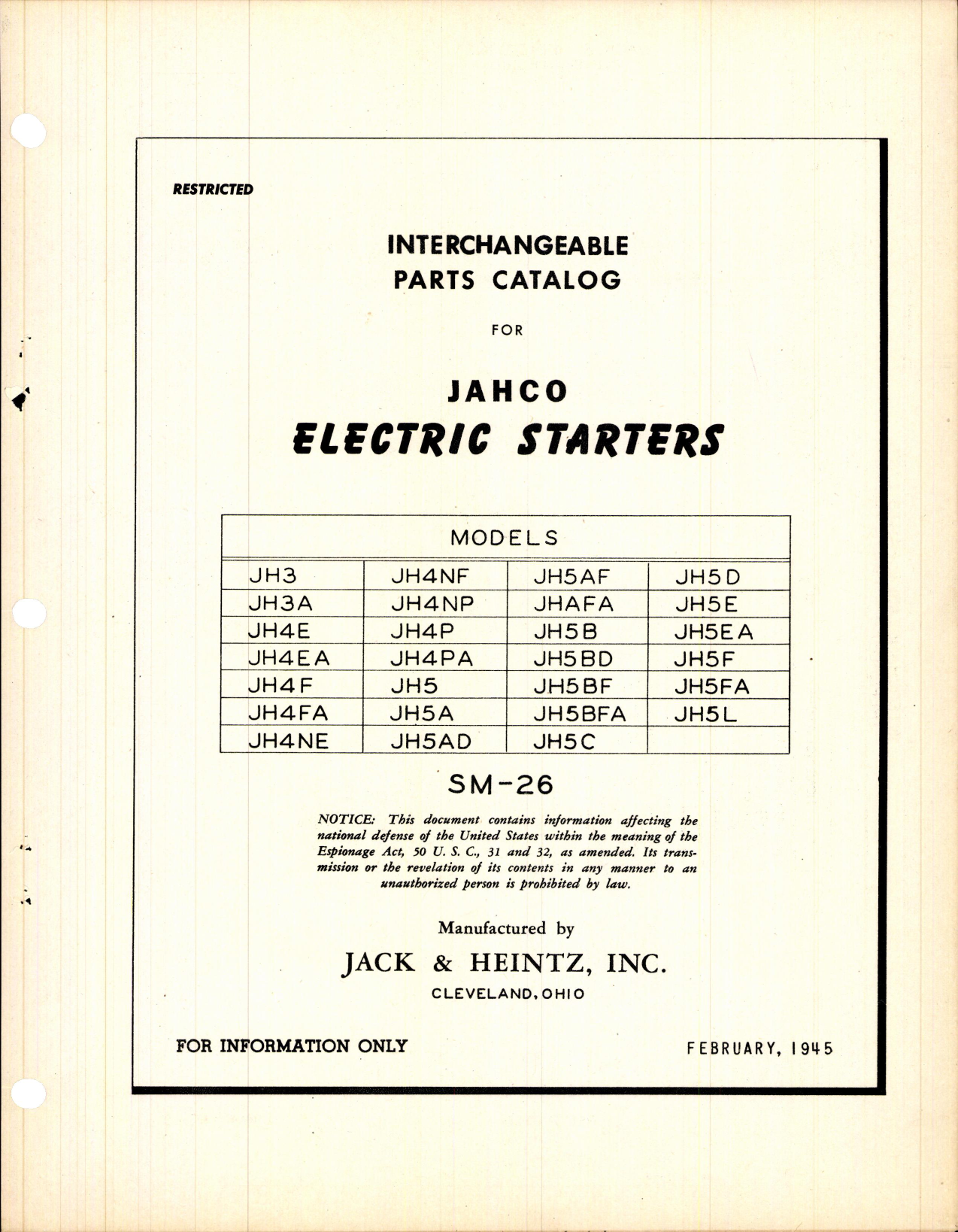 Sample page 3 from AirCorps Library document: Interchangeable Parts Catalog for Jahco Electric Starters