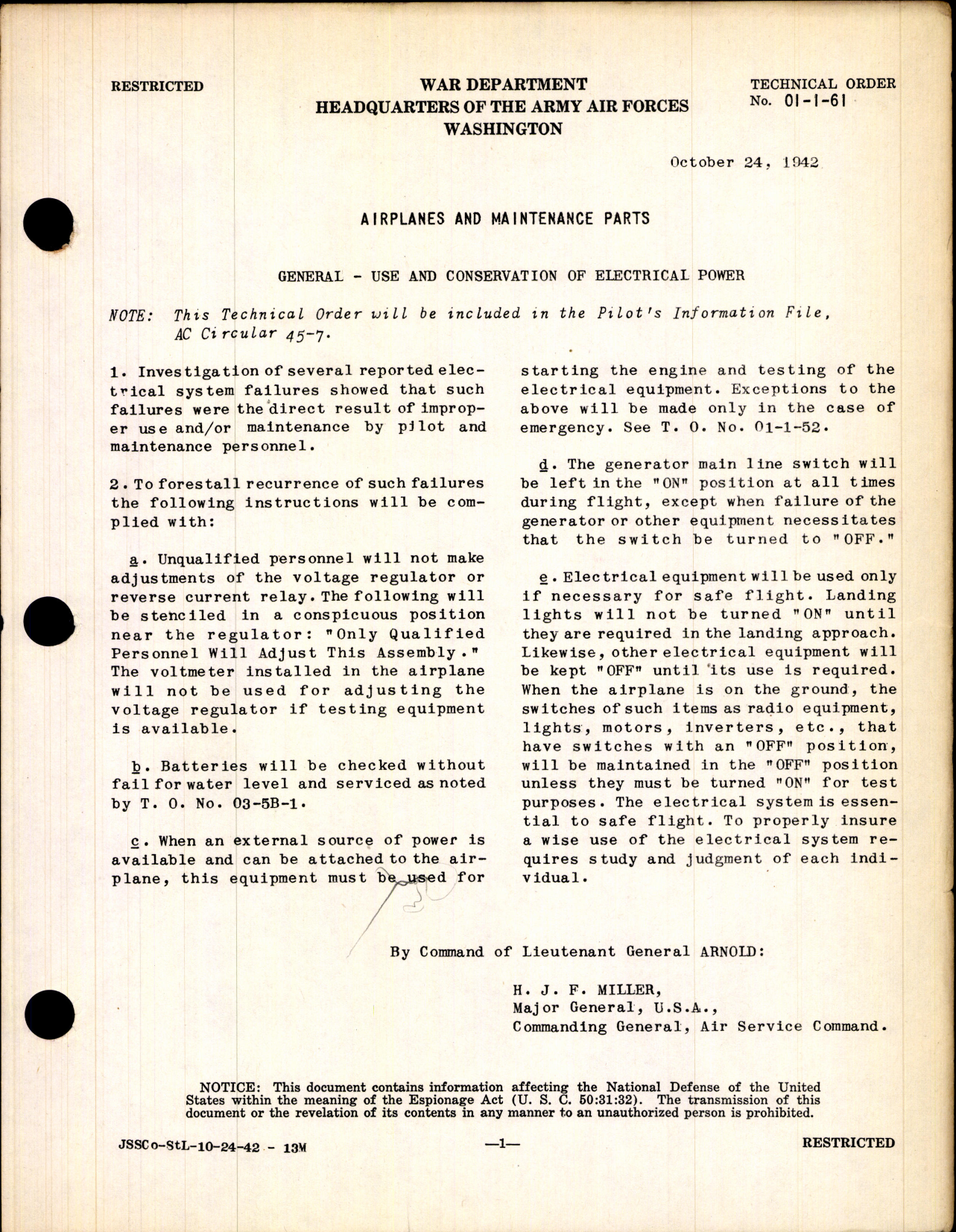 Sample page 1 from AirCorps Library document: Use and Conservation of Electrical Power