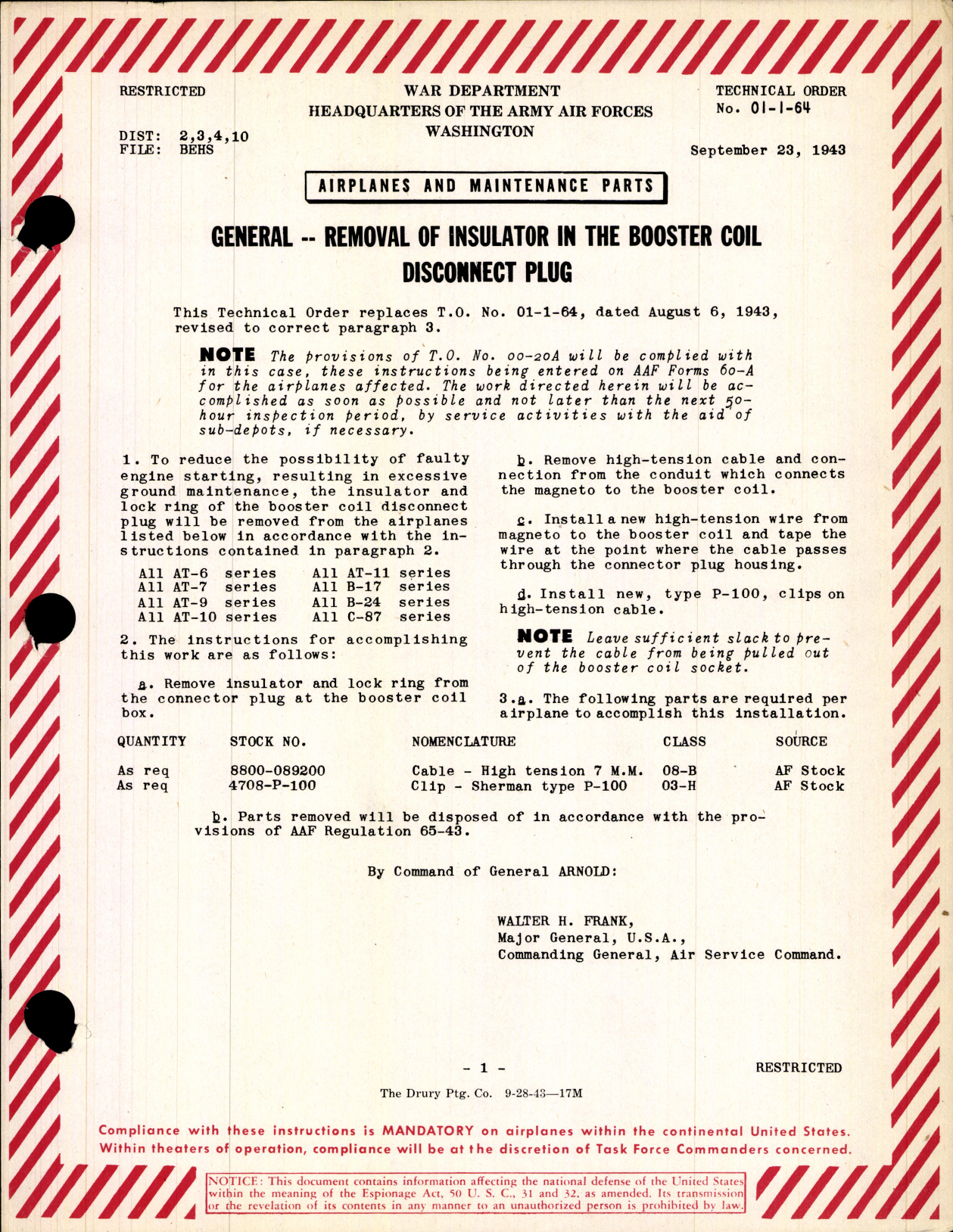 Sample page 1 from AirCorps Library document: Removal of Insulator in the Booster Coil Disconnect Plug