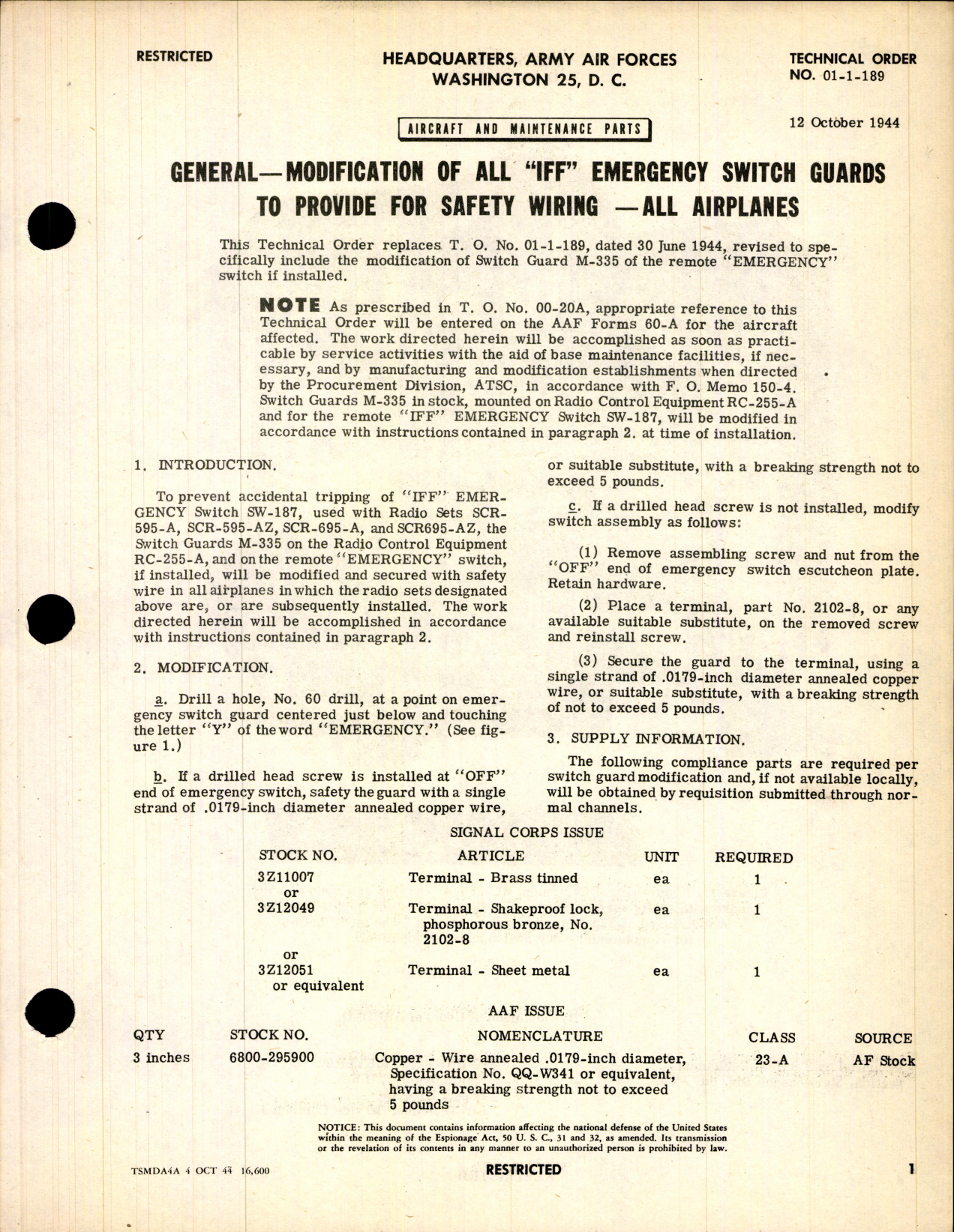 Sample page 1 from AirCorps Library document: Modification of All 