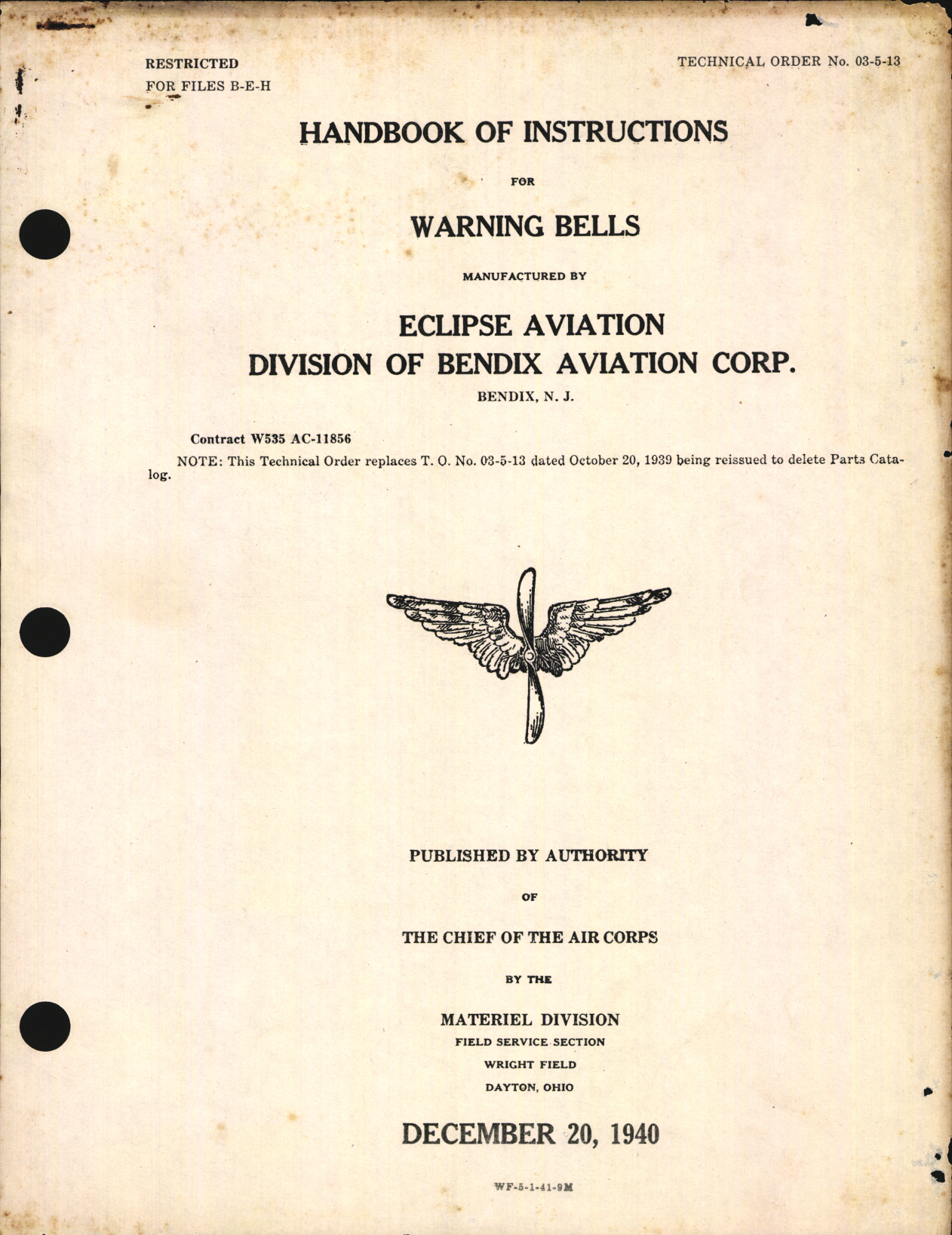 Sample page 1 from AirCorps Library document: Handbook of Instructions for Warning Bells