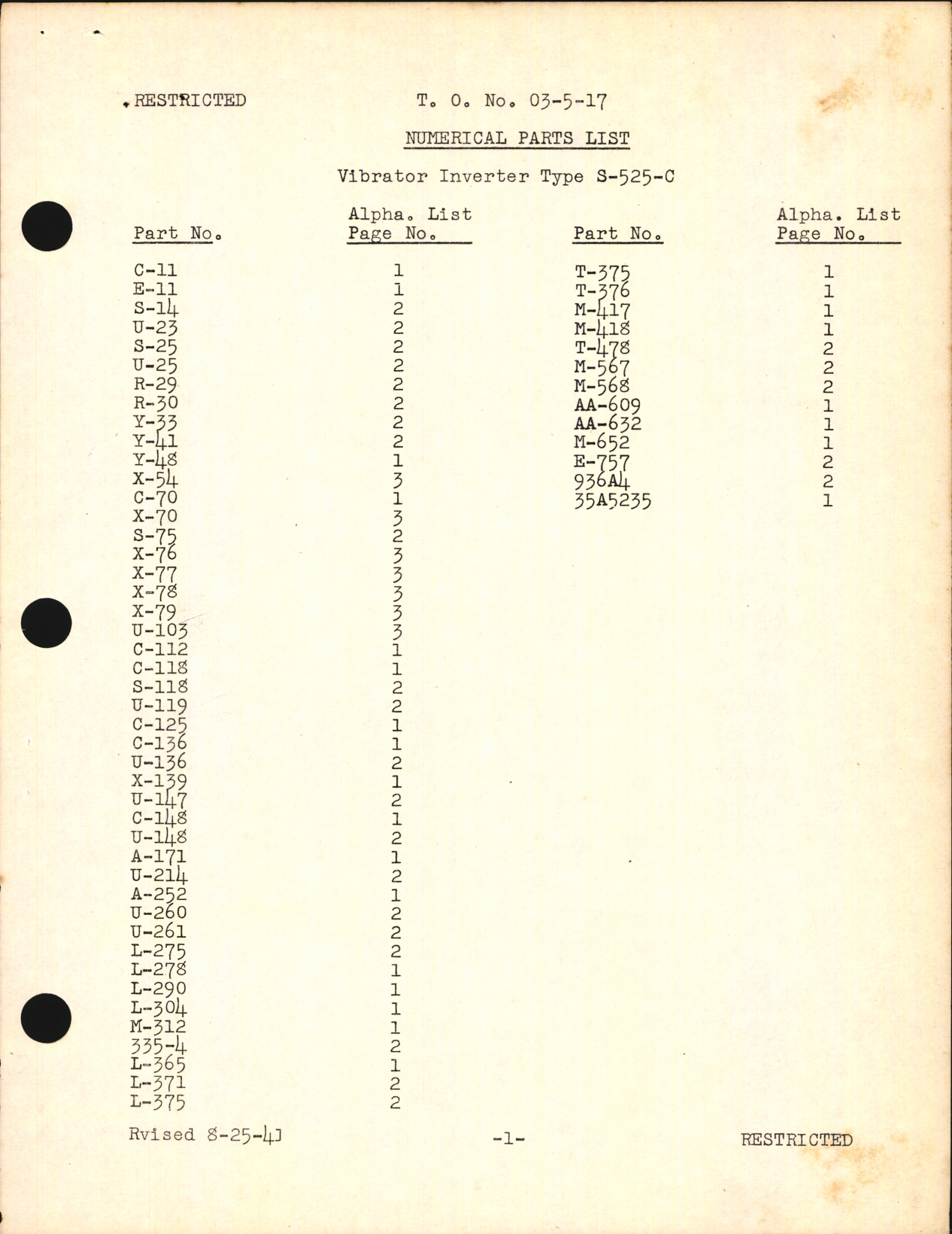 Sample page 5 from AirCorps Library document: Handbook of Instructions with Parts Catalog for Inverter, Vibrator Type S-525-C