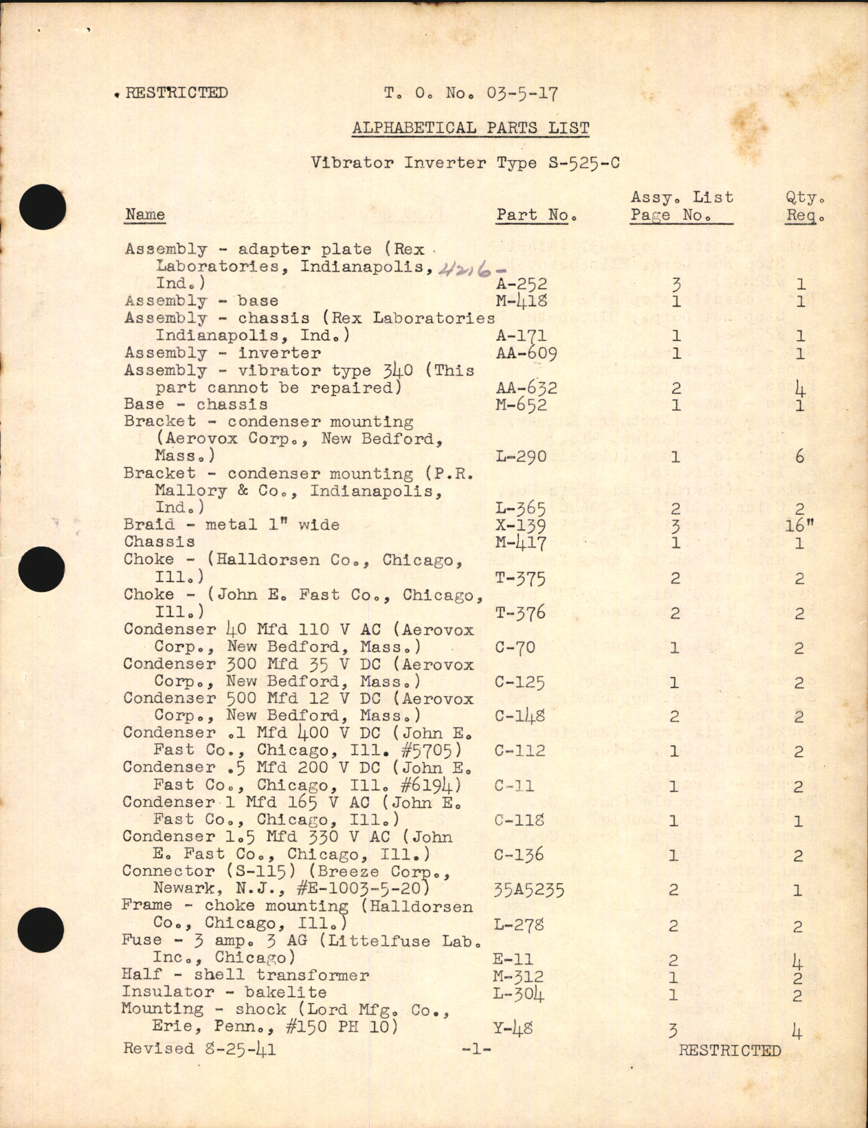 Sample page 7 from AirCorps Library document: Handbook of Instructions with Parts Catalog for Inverter, Vibrator Type S-525-C