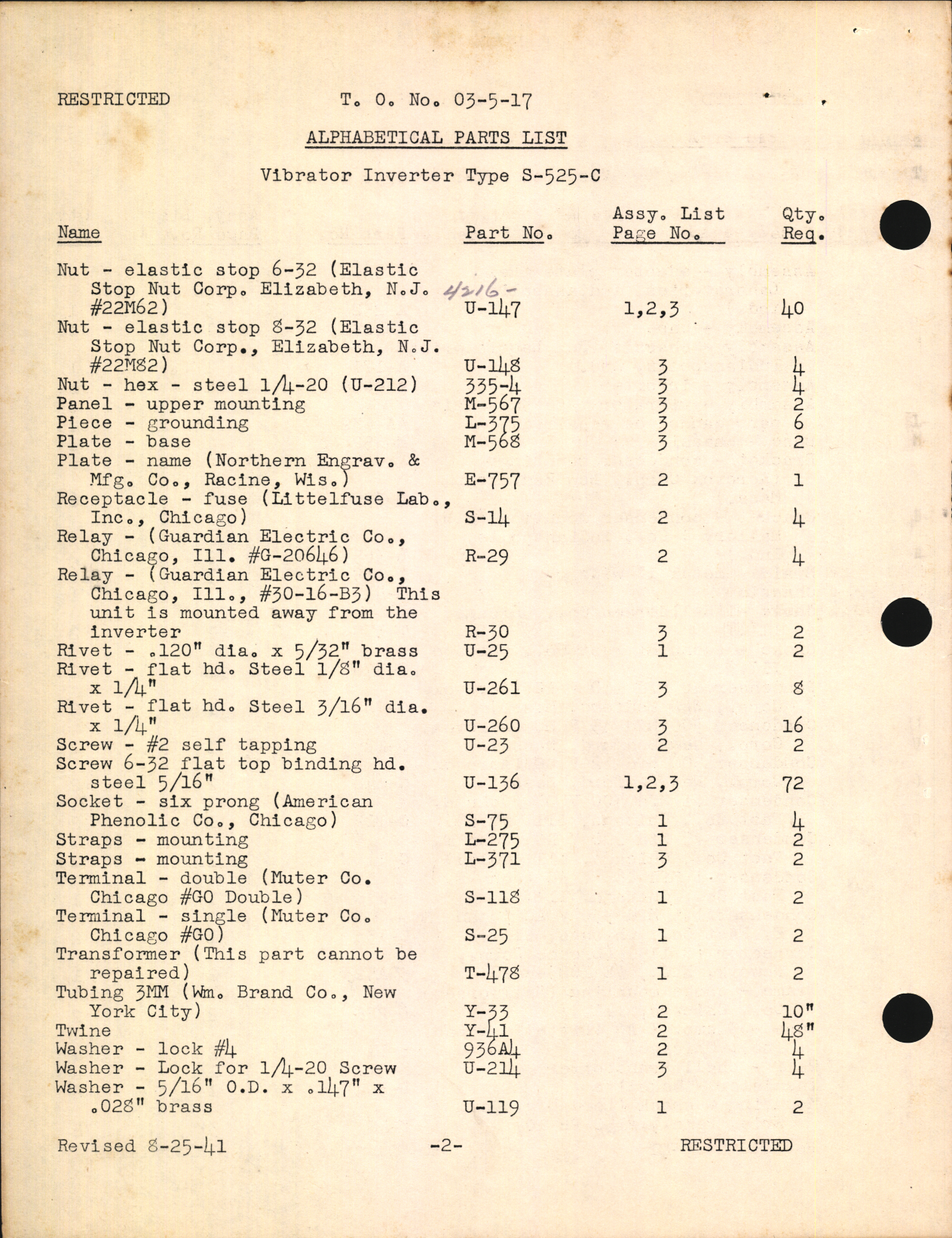 Sample page 8 from AirCorps Library document: Handbook of Instructions with Parts Catalog for Inverter, Vibrator Type S-525-C