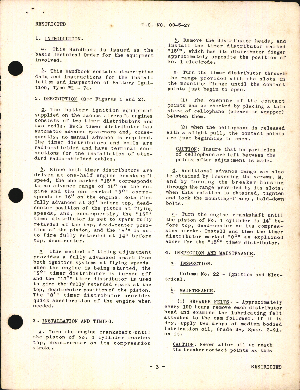 Sample page 5 from AirCorps Library document: Handbook of Service and Operation Instructions with Parts List for Battery Ignition Type WL-7A (For Jacobs Engines)