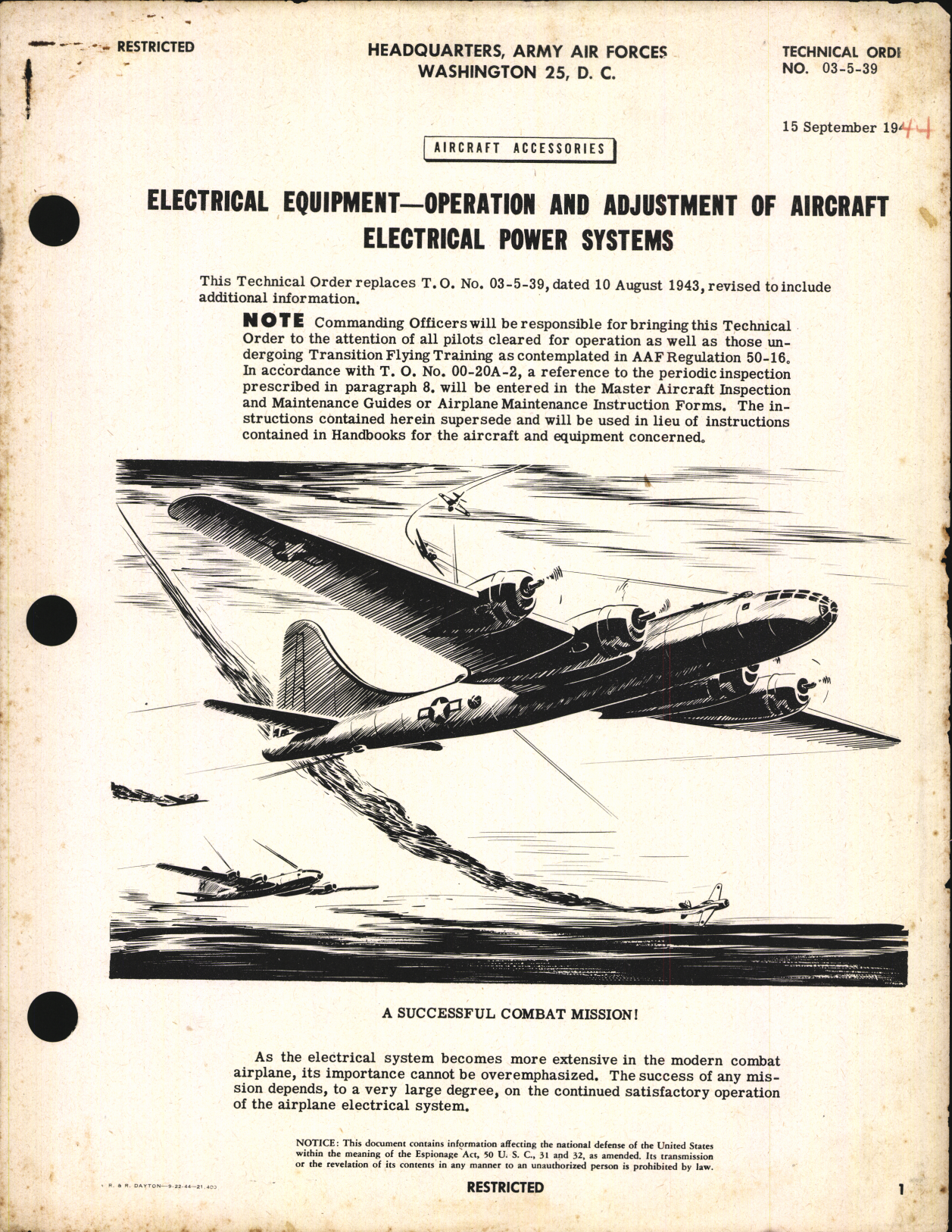 Sample page 1 from AirCorps Library document: Operation and Adjustment of Aircraft Electrical Power Systems