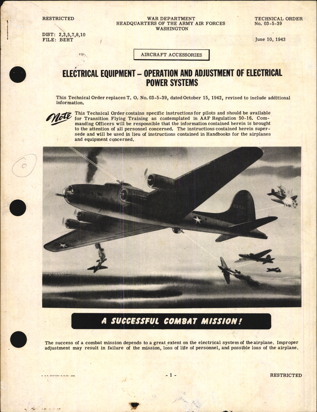 Sample page 1 from AirCorps Library document: Operation and Adjustment of Electrical Power Systems