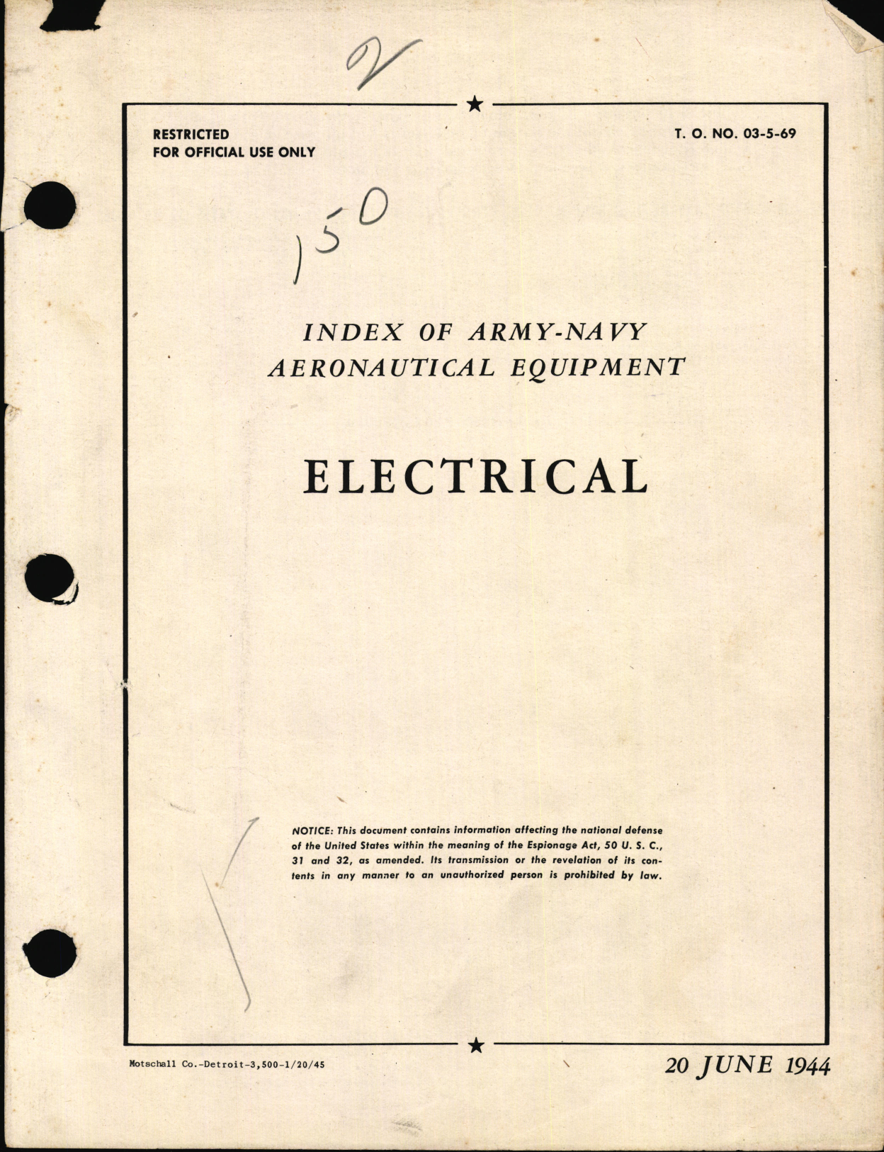 Sample page 1 from AirCorps Library document: Index of Army-Navy Aeronautical Equipment - Electrical