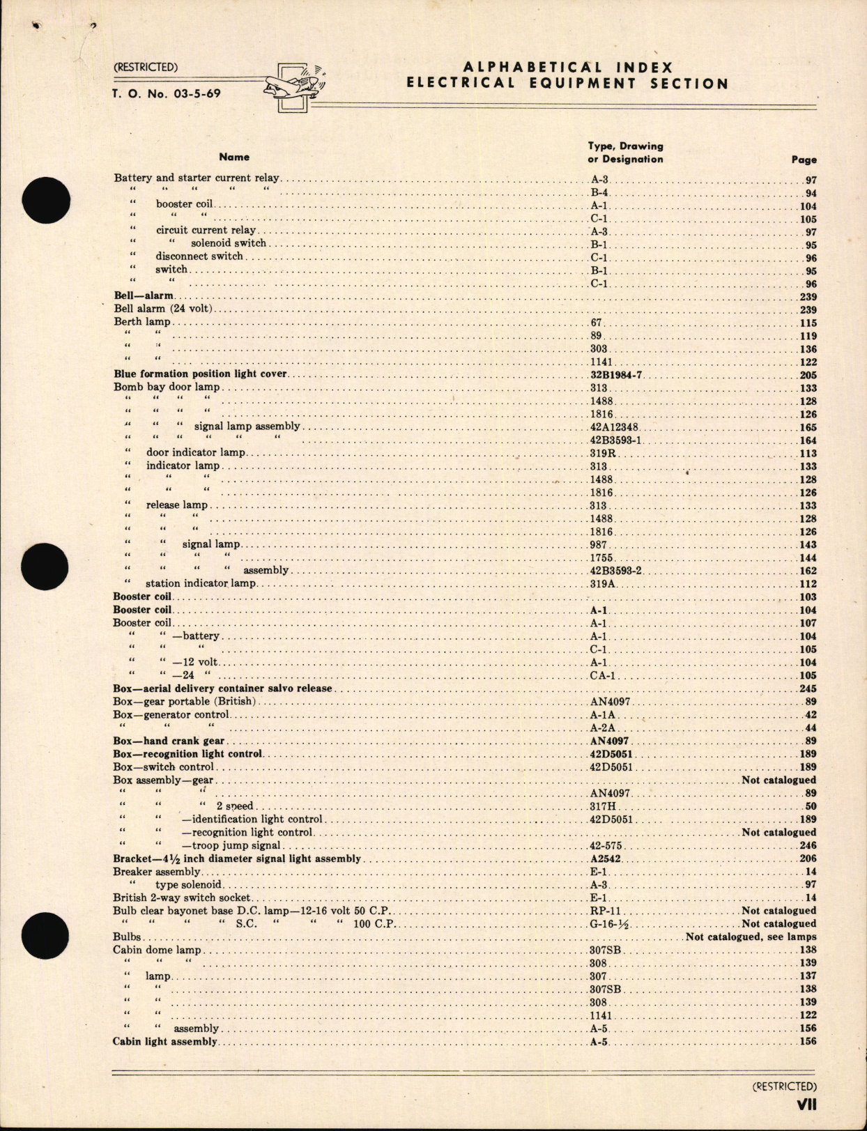 Sample page 7 from AirCorps Library document: Index of Army-Navy Aeronautical Equipment - Electrical