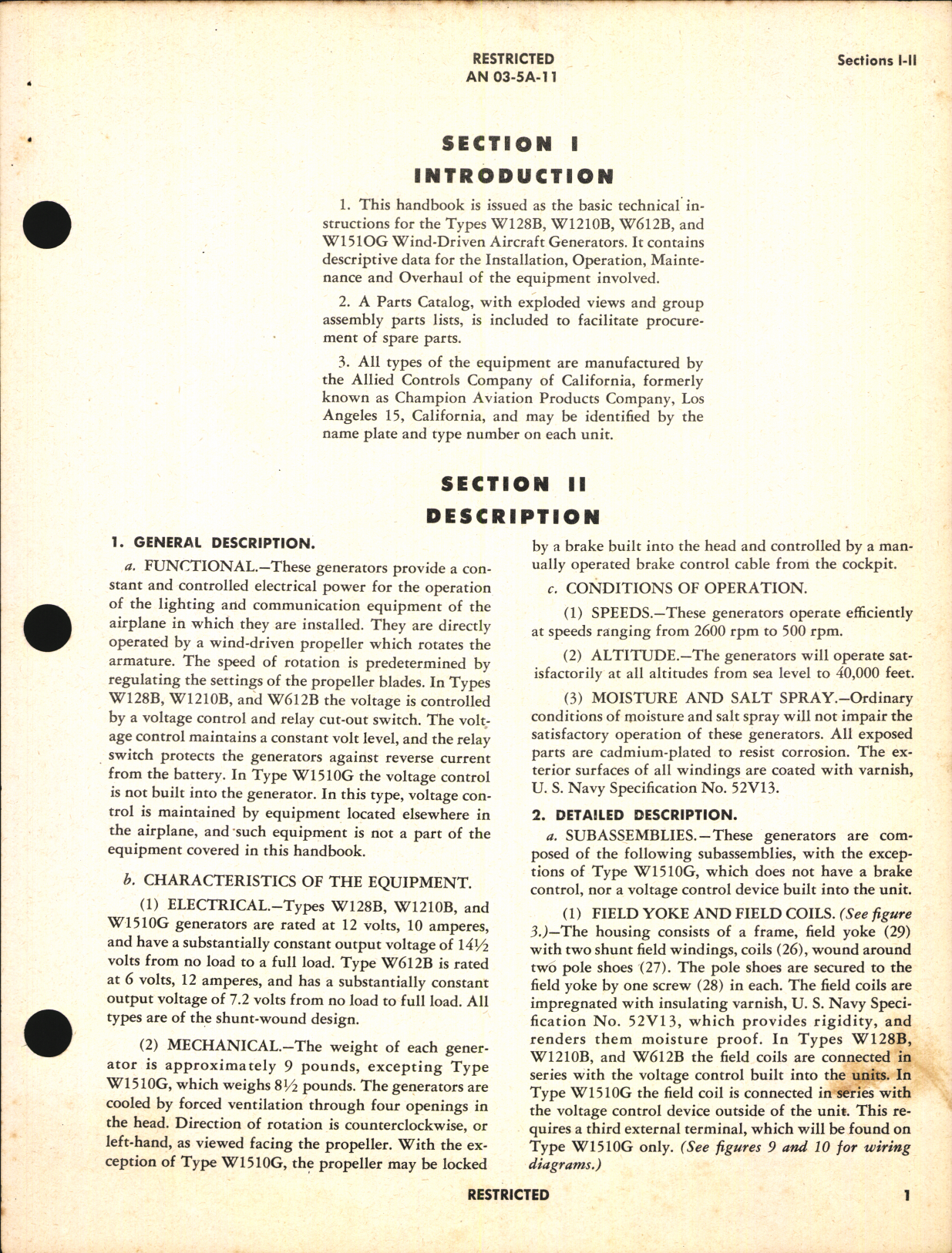 Sample page 5 from AirCorps Library document: Handbook of Instructions with Parts Catalog for Wind Driven Aircraft Generators