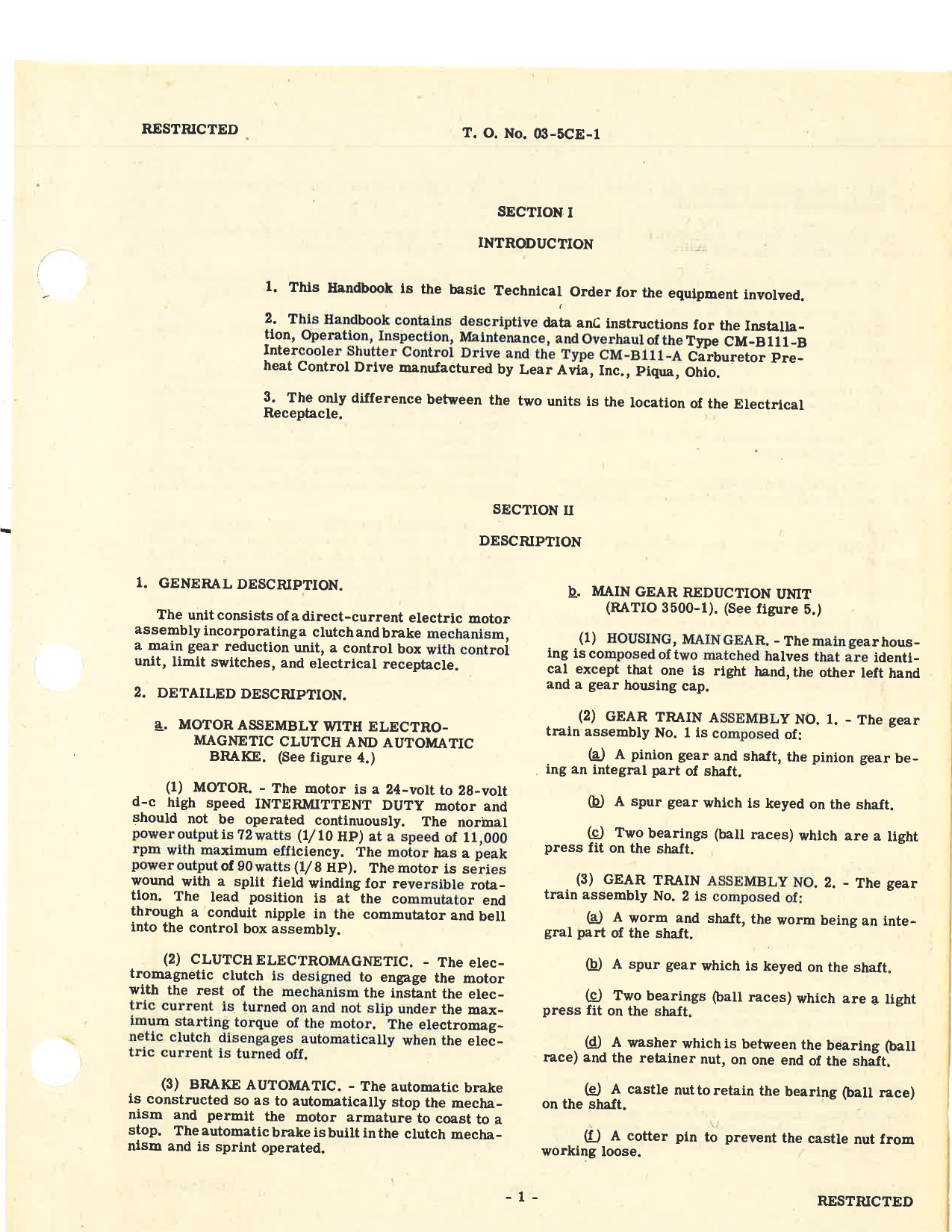 Sample page 5 from AirCorps Library document: Handbook of Instructions with Parts Catalog for Types CM-B111-A and B Control Drives