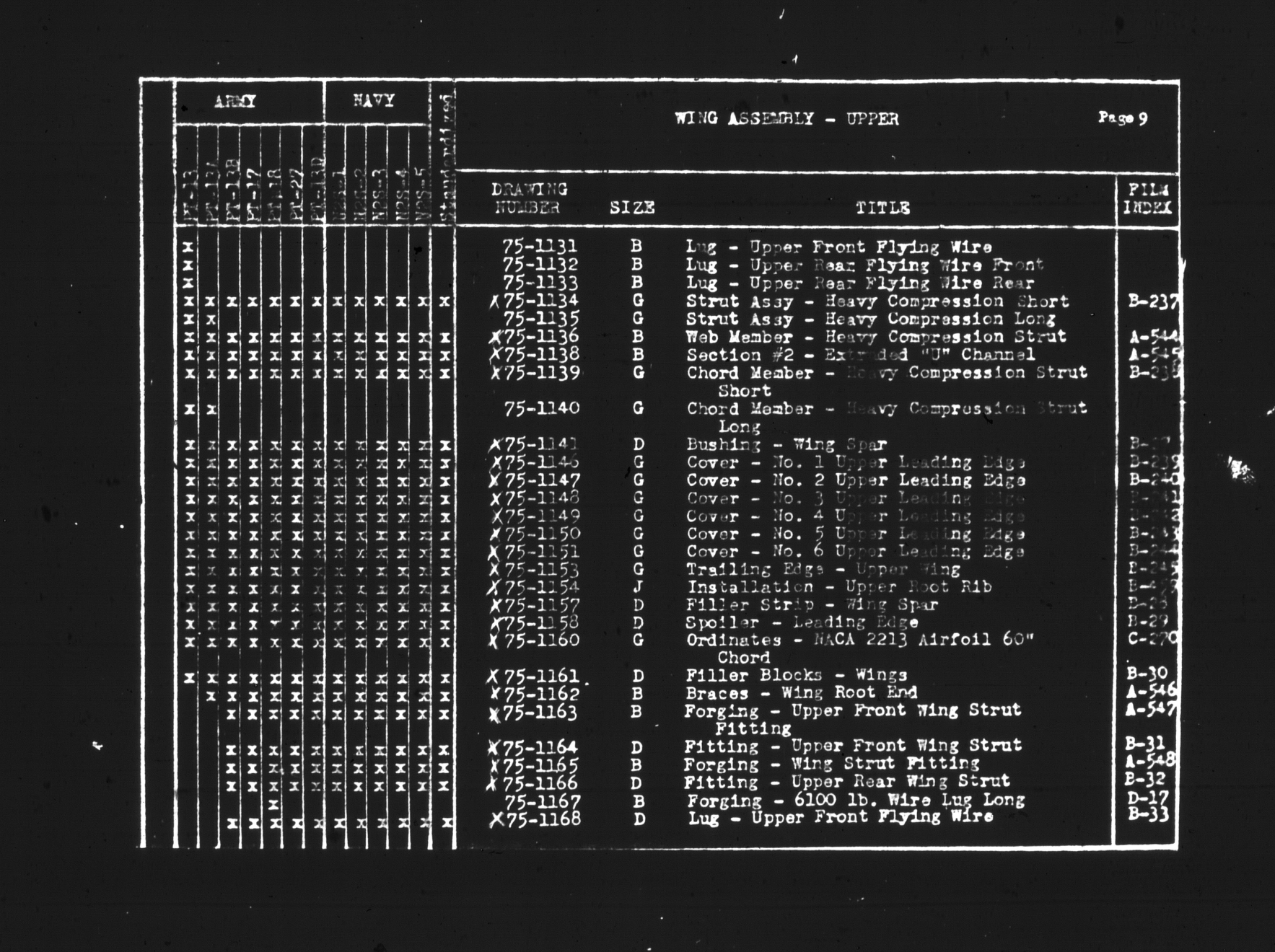 Sample page 7 from AirCorps Library document: Numerical Drawing List & Additional Microfilm Information for Boeing Stearman
