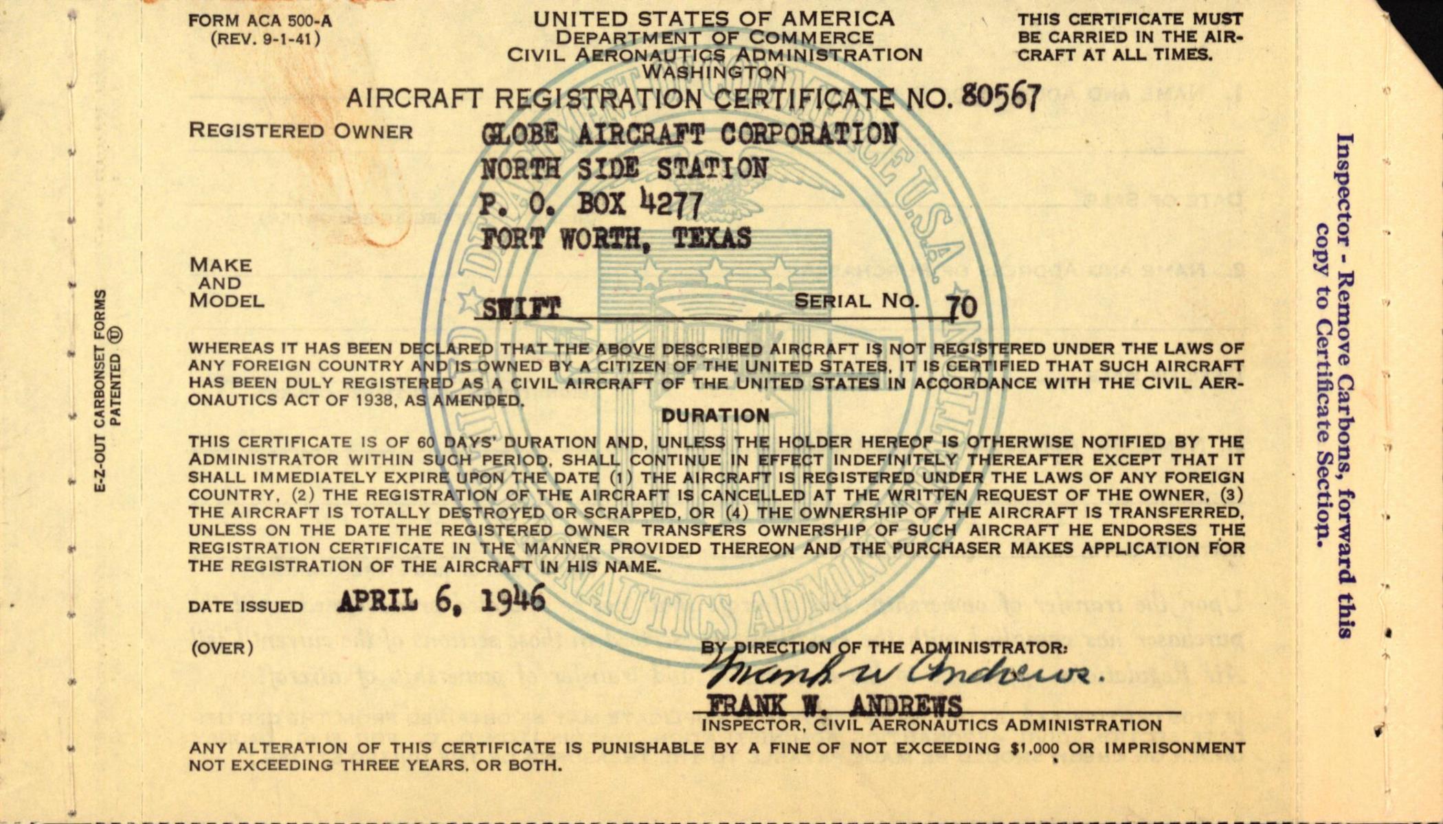 Sample page 5 from AirCorps Library document: Technical Information for Serial Number 70