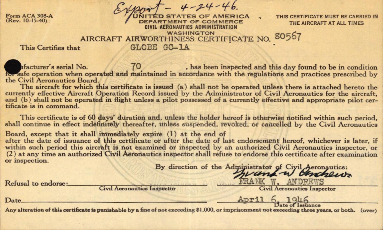 Sample page 7 from AirCorps Library document: Technical Information for Serial Number 70