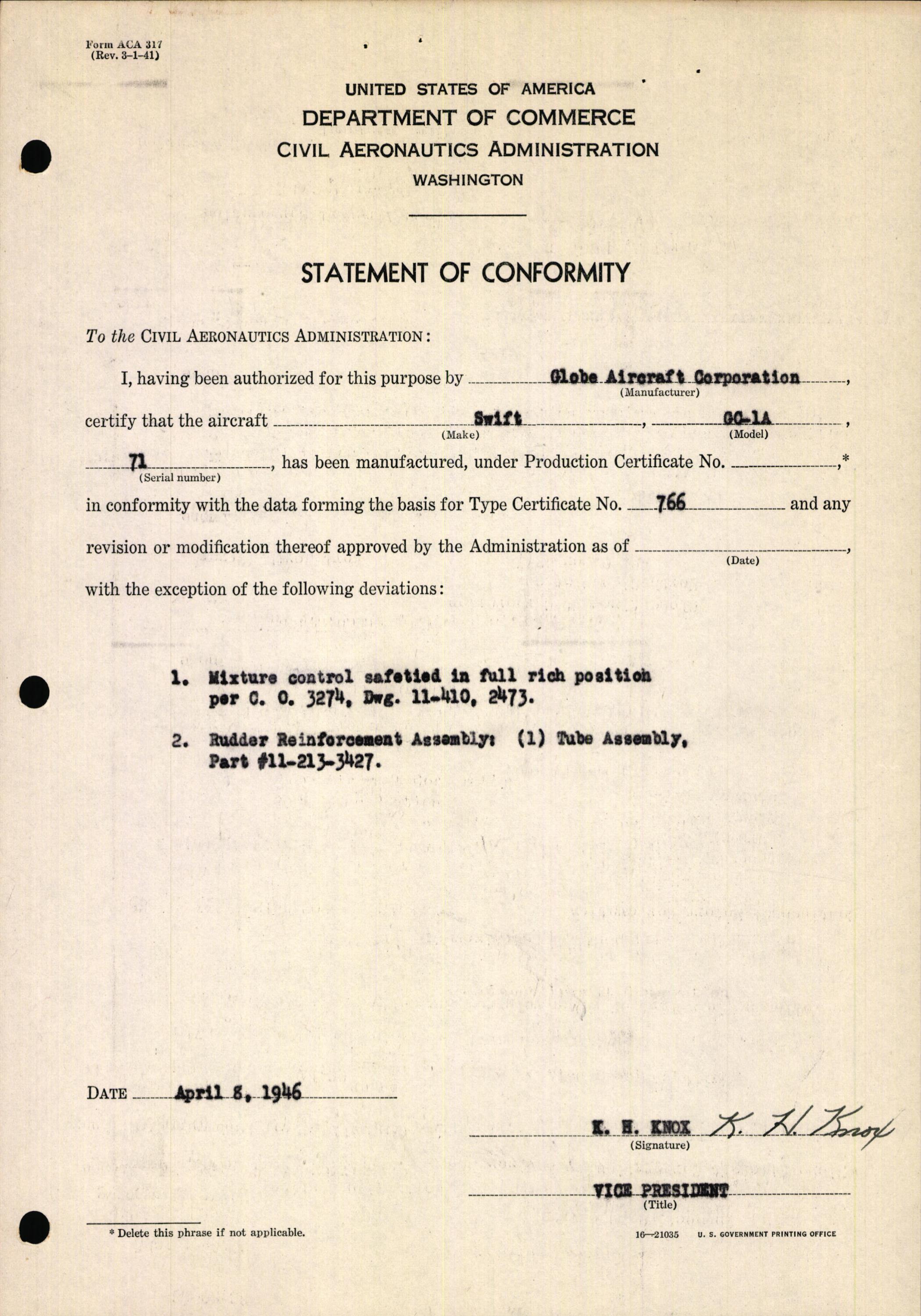 Sample page 5 from AirCorps Library document: Technical Information for Serial Number 71