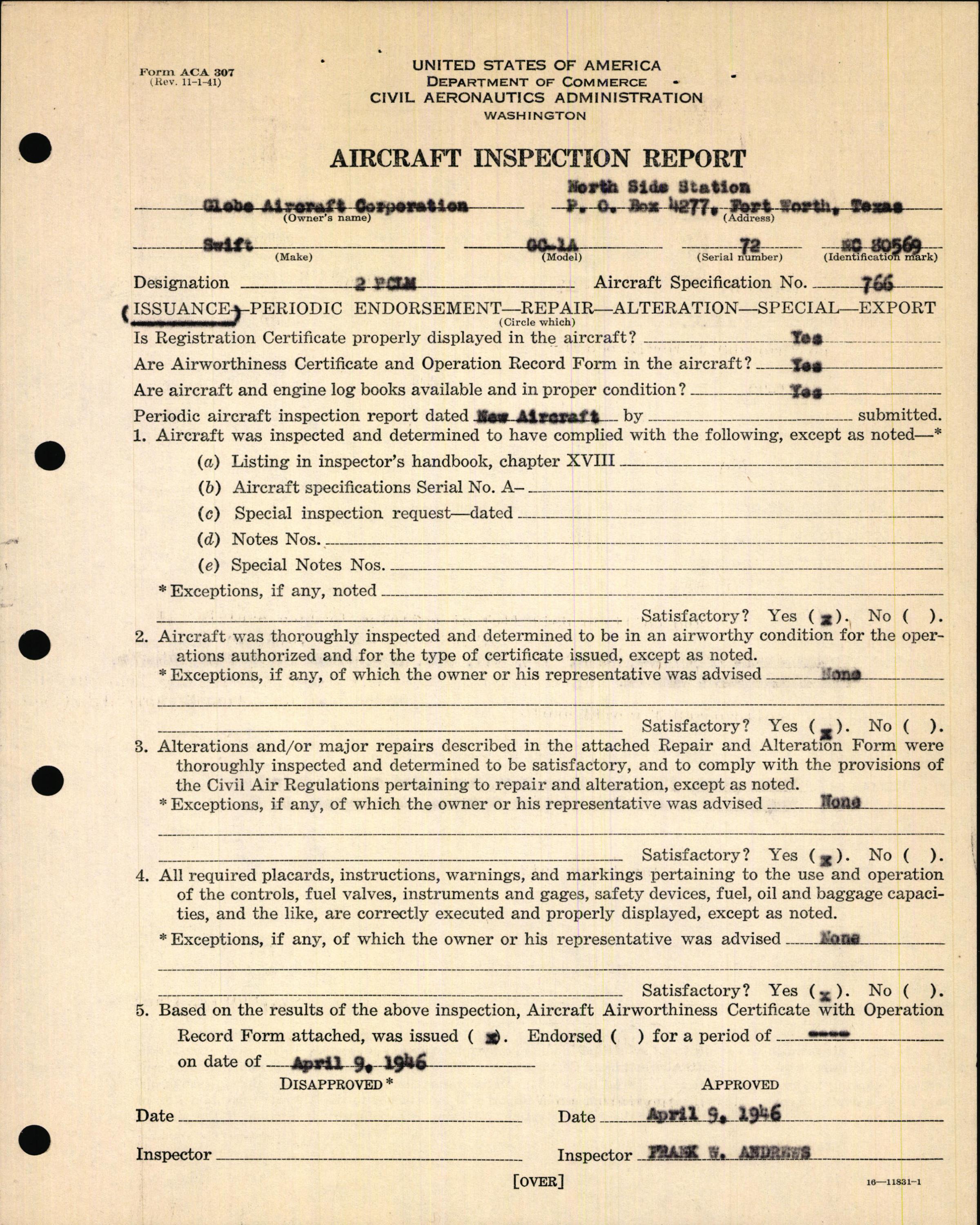 Sample page 5 from AirCorps Library document: Technical Information for Serial Number 72