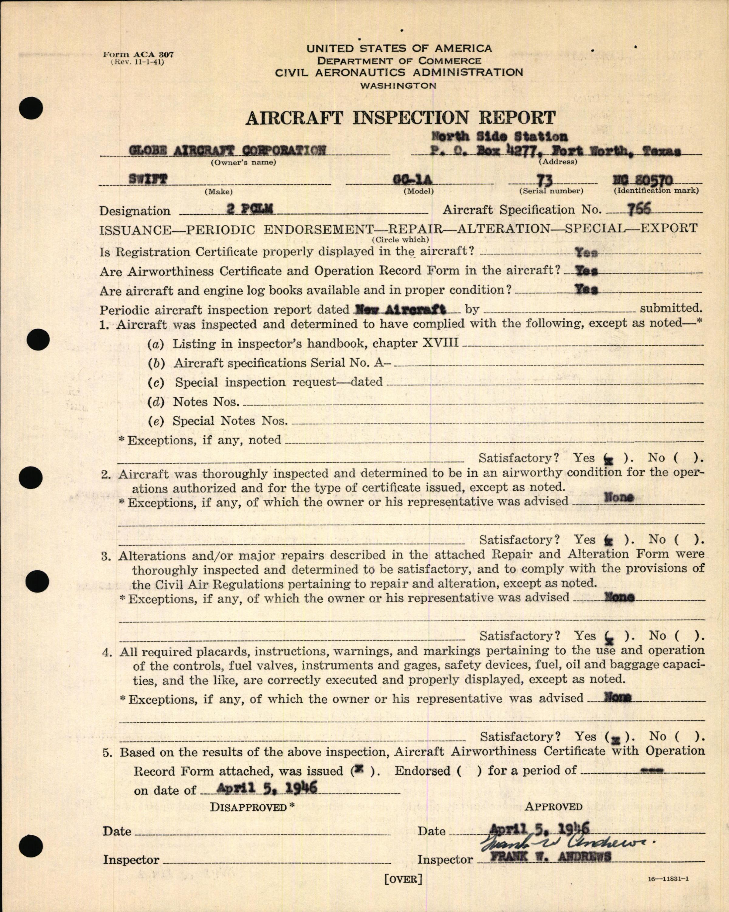 Sample page 5 from AirCorps Library document: Technical Information for Serial Number 73