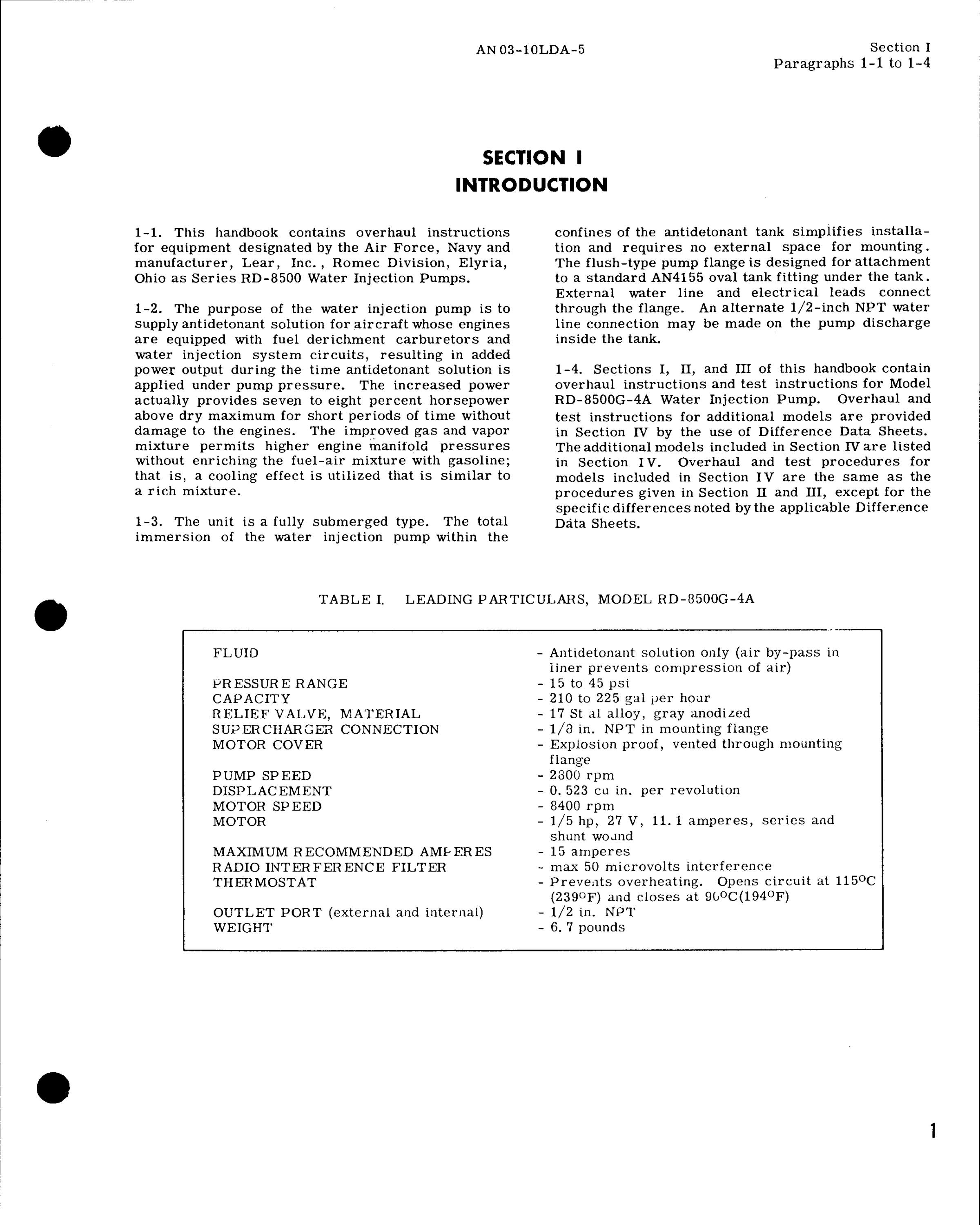 Sample page 7 from AirCorps Library document: Overhaul Instructions for Water Injection Pumps Series RD-8500 (Lear-Romec)