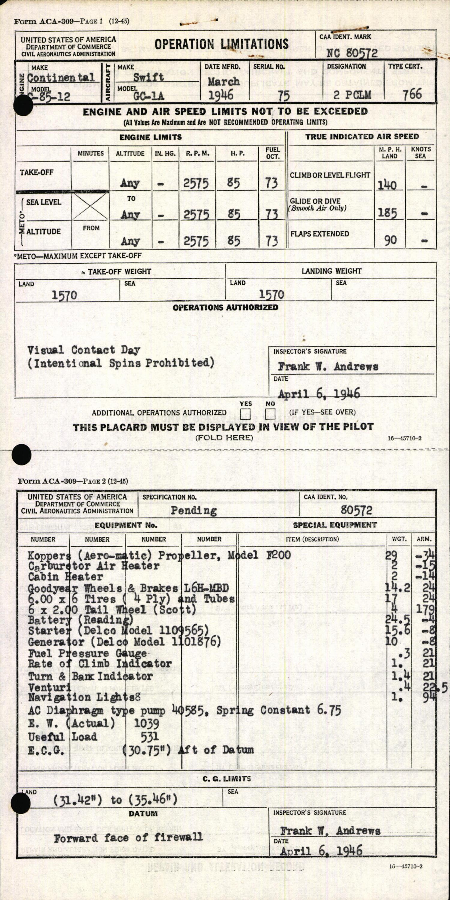 Sample page 5 from AirCorps Library document: Technical Information for Serial Number 75