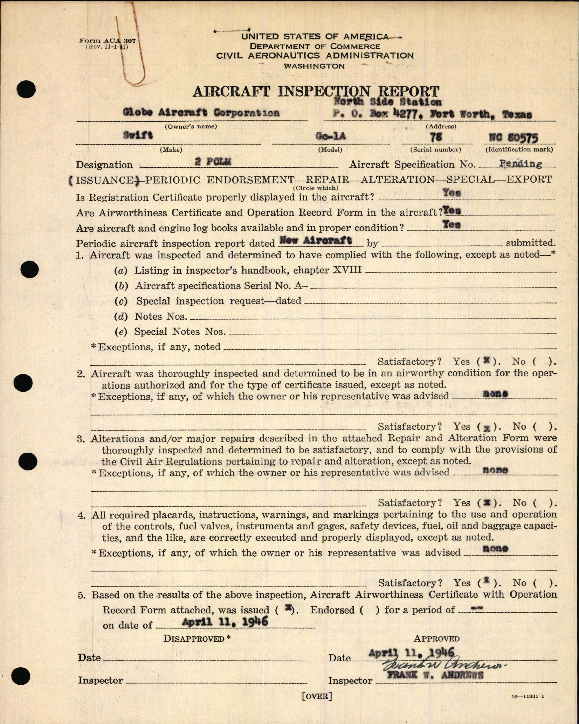 Sample page 5 from AirCorps Library document: Technical Information for Serial Number 78
