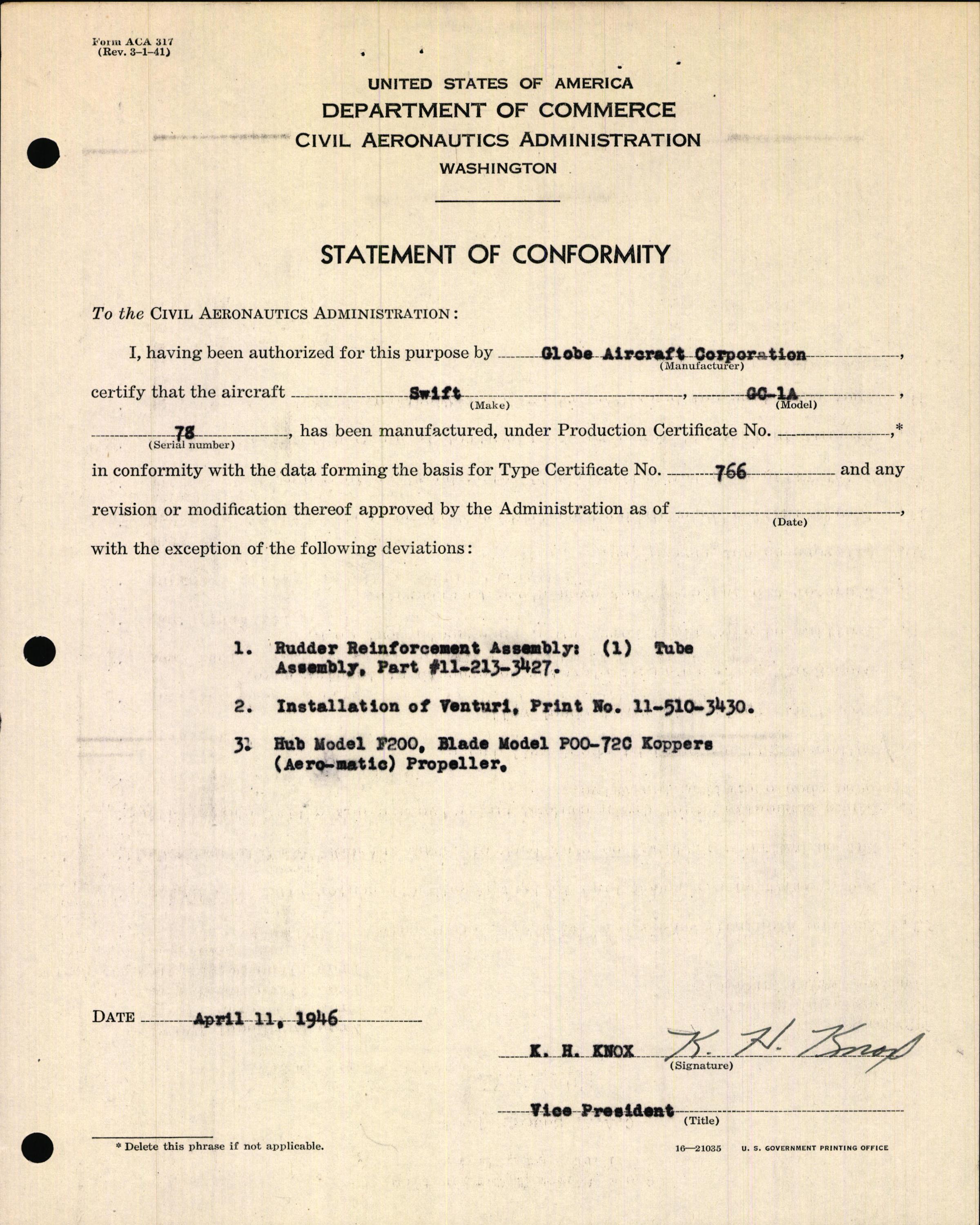 Sample page 7 from AirCorps Library document: Technical Information for Serial Number 78