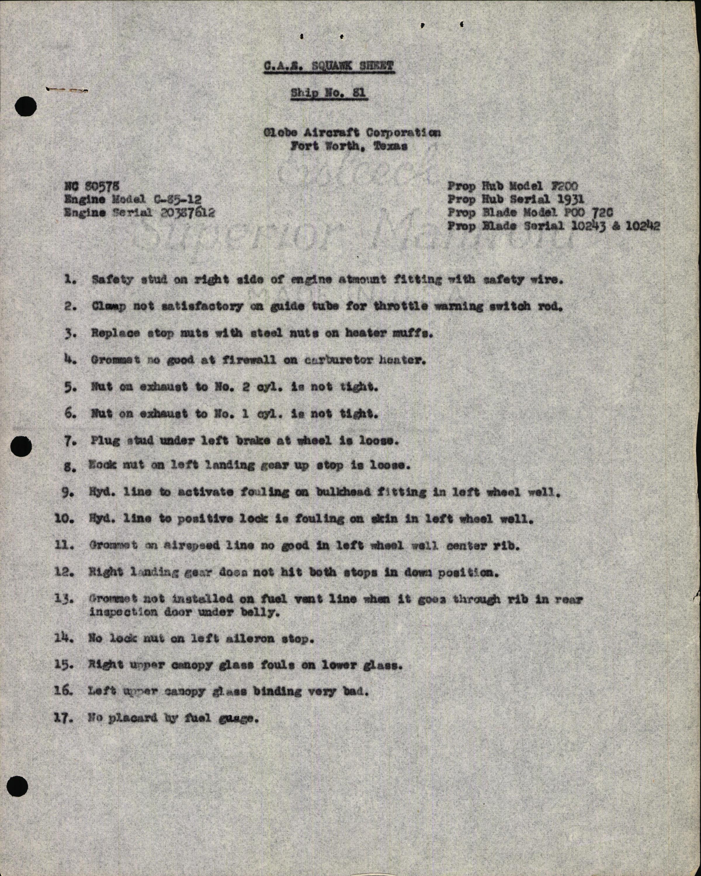 Sample page 5 from AirCorps Library document: Technical Information for Serial Number 81