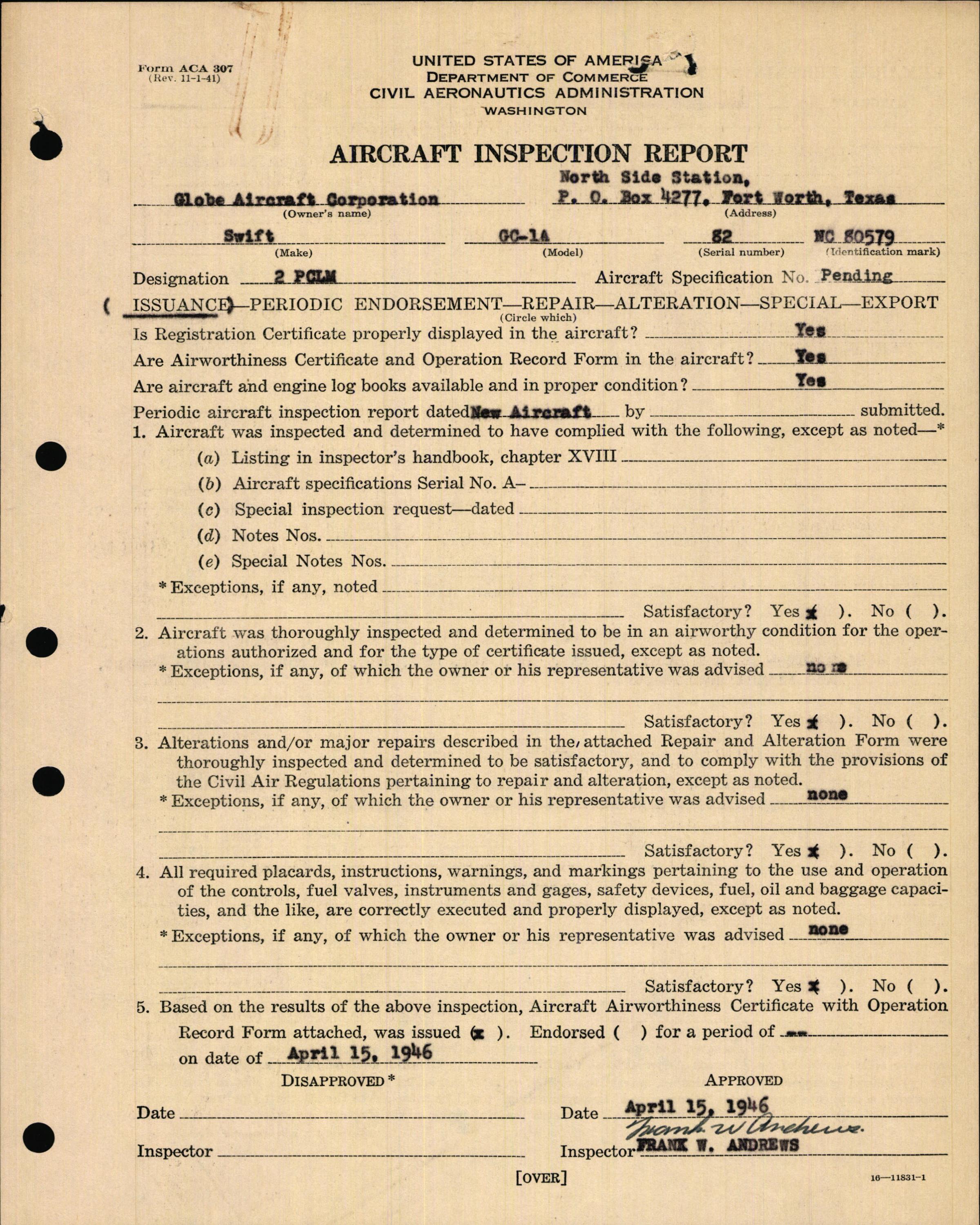 Sample page 5 from AirCorps Library document: Technical Information for Serial Number 82
