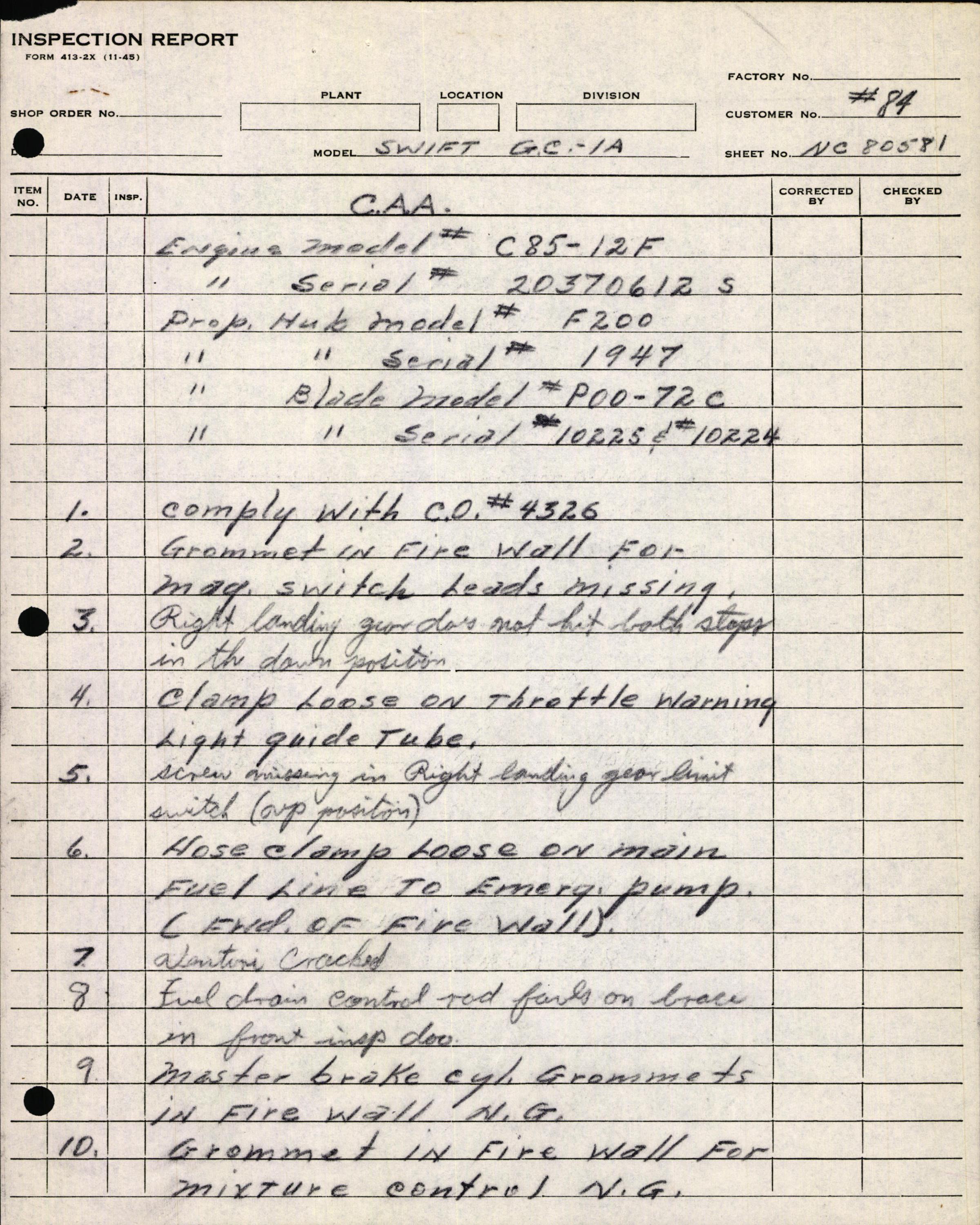 Sample page 11 from AirCorps Library document: Technical Information for Serial Number 84